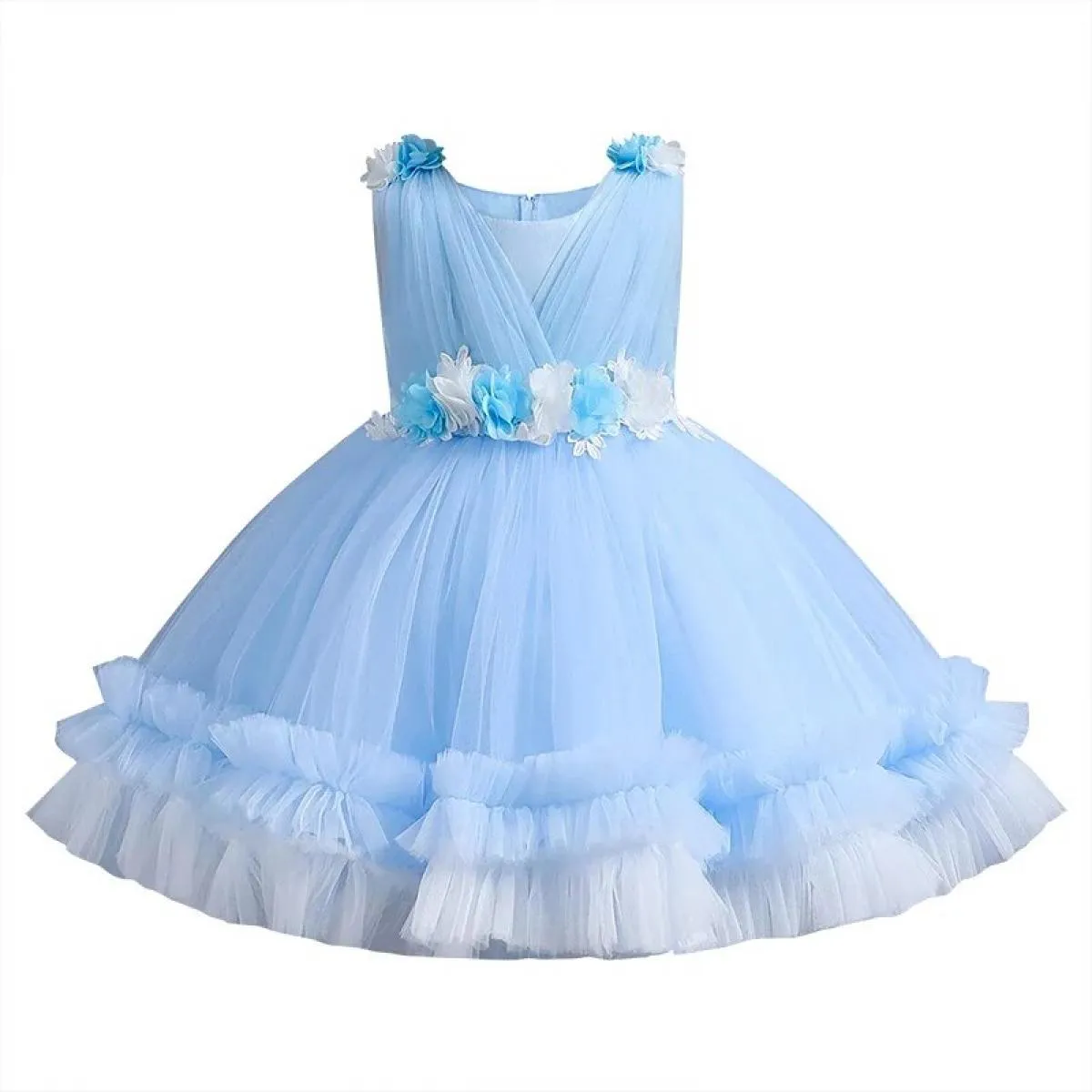 0 Abito da principessa senza maniche con fiocco a fiori per bambina di 4 anni Abito da torta in rete per bambini Abito da spetta