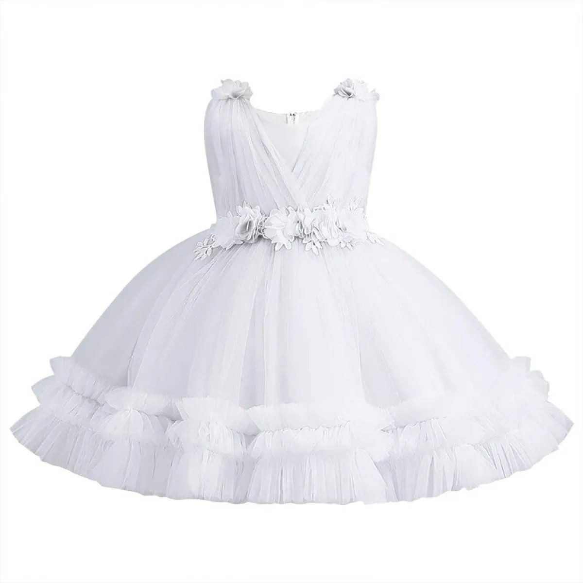 0 Abito da principessa senza maniche con fiocco a fiori per bambina di 4 anni Abito da torta in rete per bambini Abito da spetta