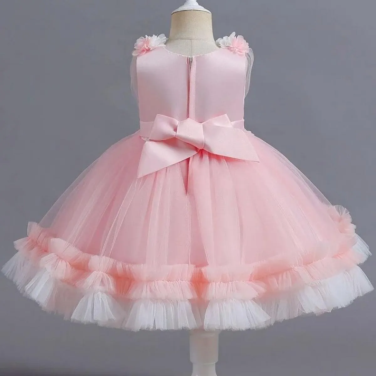 0 Abito da principessa senza maniche con fiocco a fiori per bambina di 4 anni Abito da torta in rete per bambini Abito da spetta
