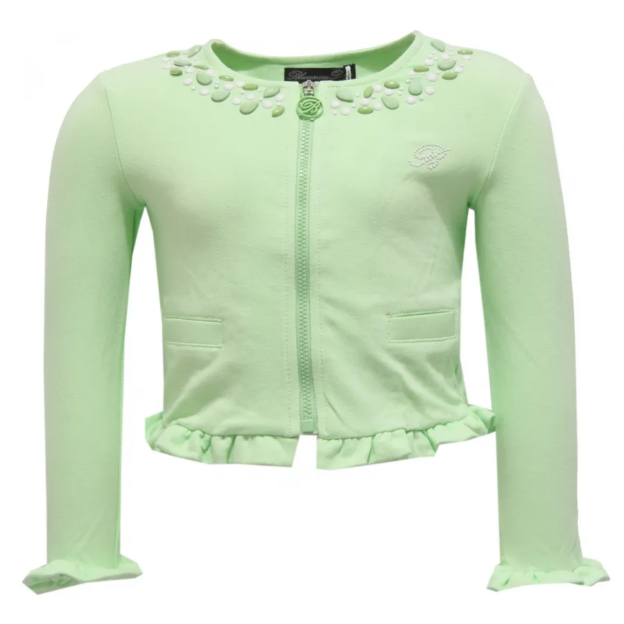 0898W cardigan felpa bimba BLUMARINE BABY green cotton sweatshirt kid