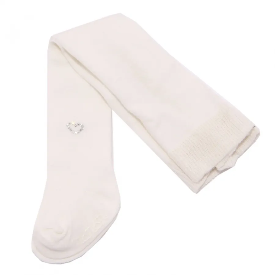 3314AA calzamaglia bimba girl NANAN white strass cotton tights