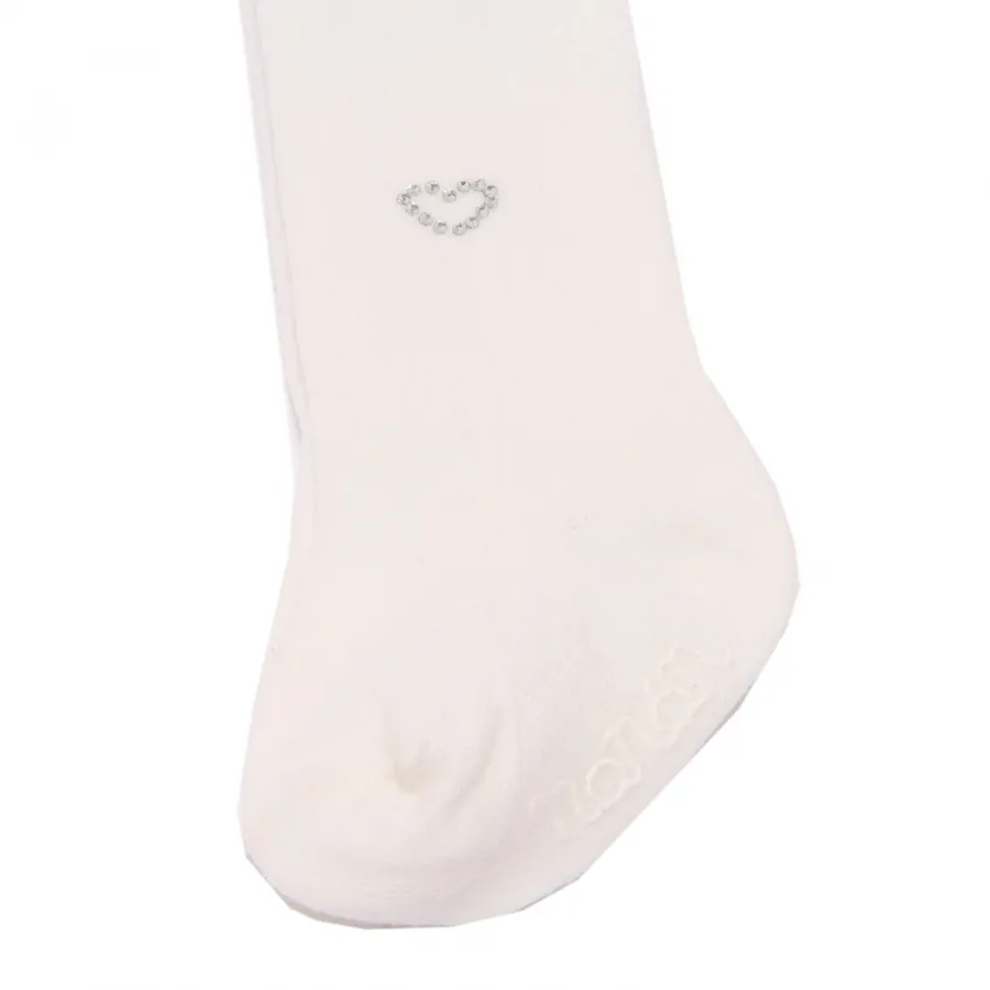 3314AA calzamaglia bimba girl NANAN white strass cotton tights