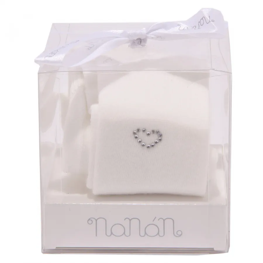 3314AA calzamaglia bimba girl NANAN white strass cotton tights