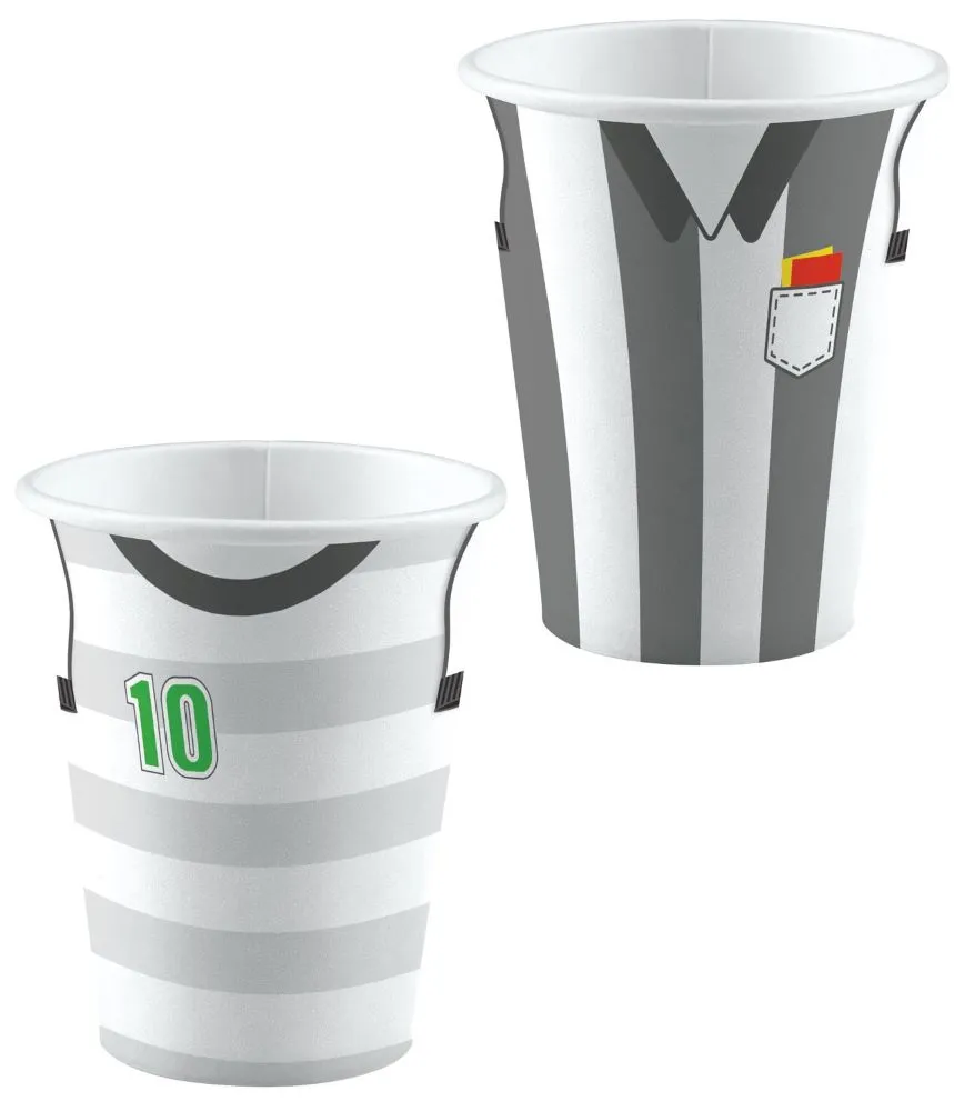 8 bicchieri di carta per feste di calcio da 250 ml