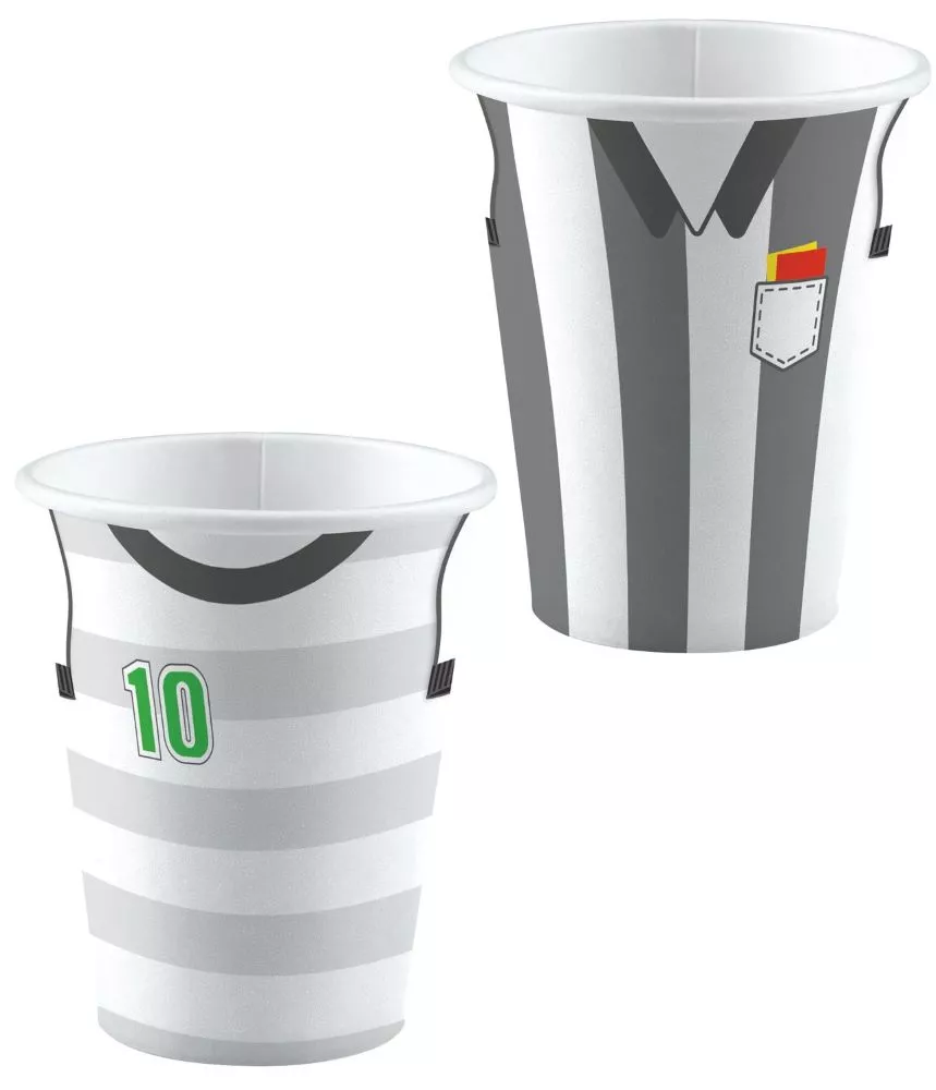 8 bicchieri di carta per feste di calcio da 250 ml
