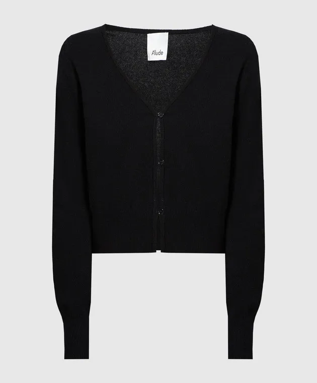 Allude Cardigan nero in lana e cashmere 23517030