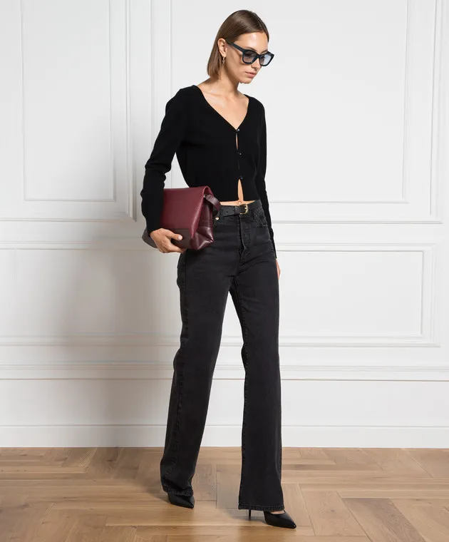 Allude Cardigan nero in lana e cashmere 23517030
