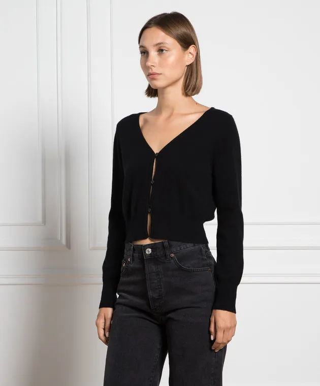 Allude Cardigan nero in lana e cashmere 23517030