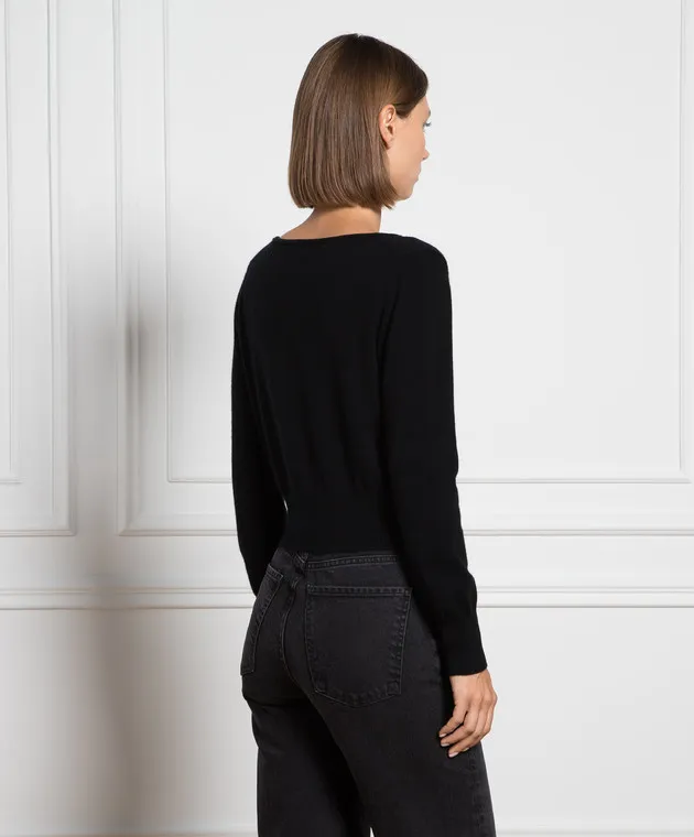 Allude Cardigan nero in lana e cashmere 23517030