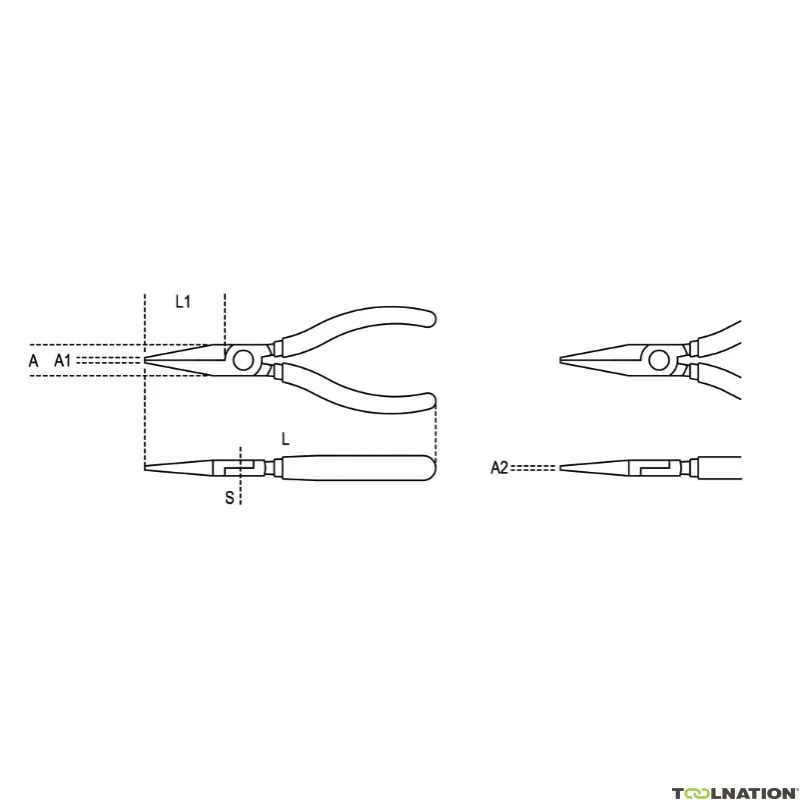 Beta 010100006 1010 160 Pinze lunghe, ganasce rotonde e manico in PVC