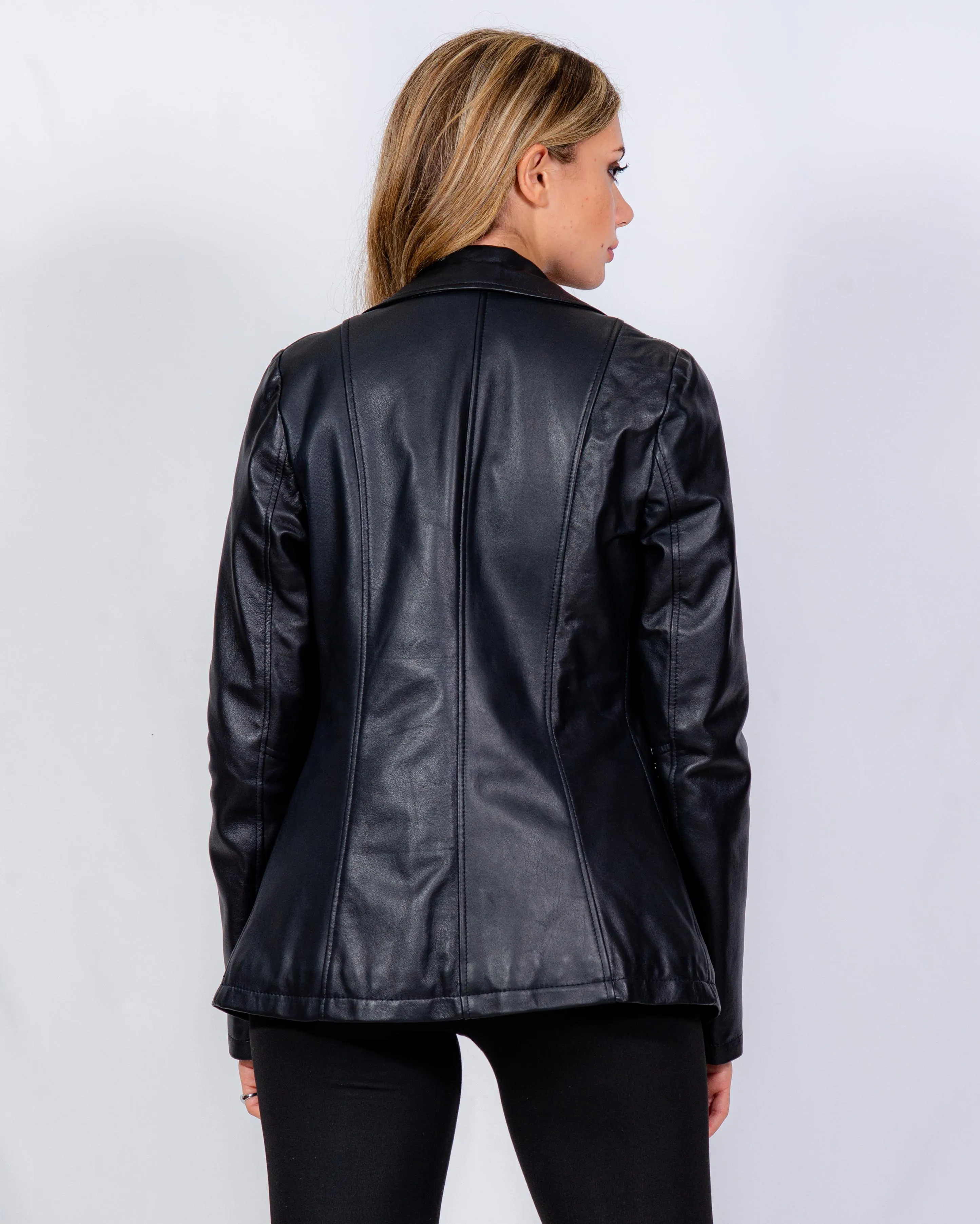 BLAZER IN PELLE DONNA NERO