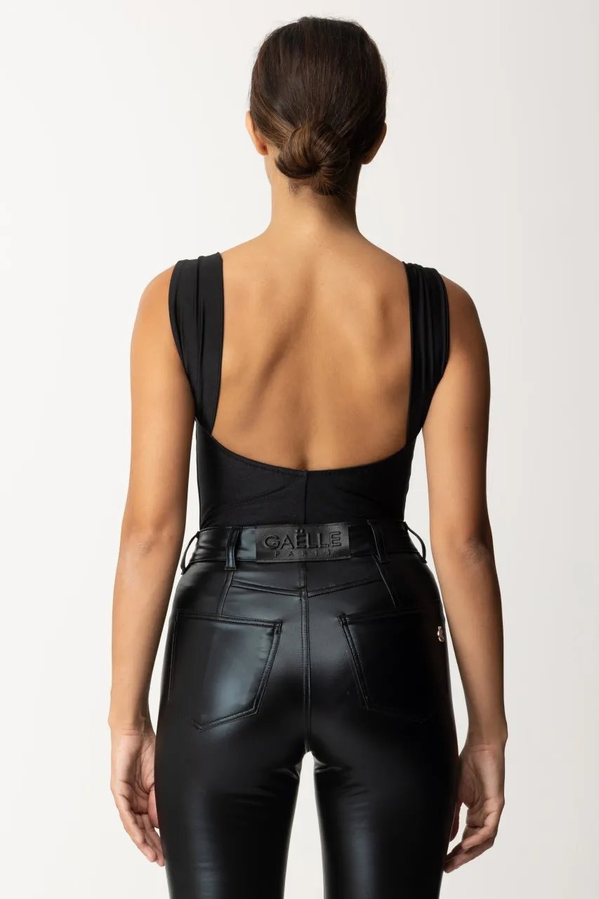 Body con catena in strass Nero