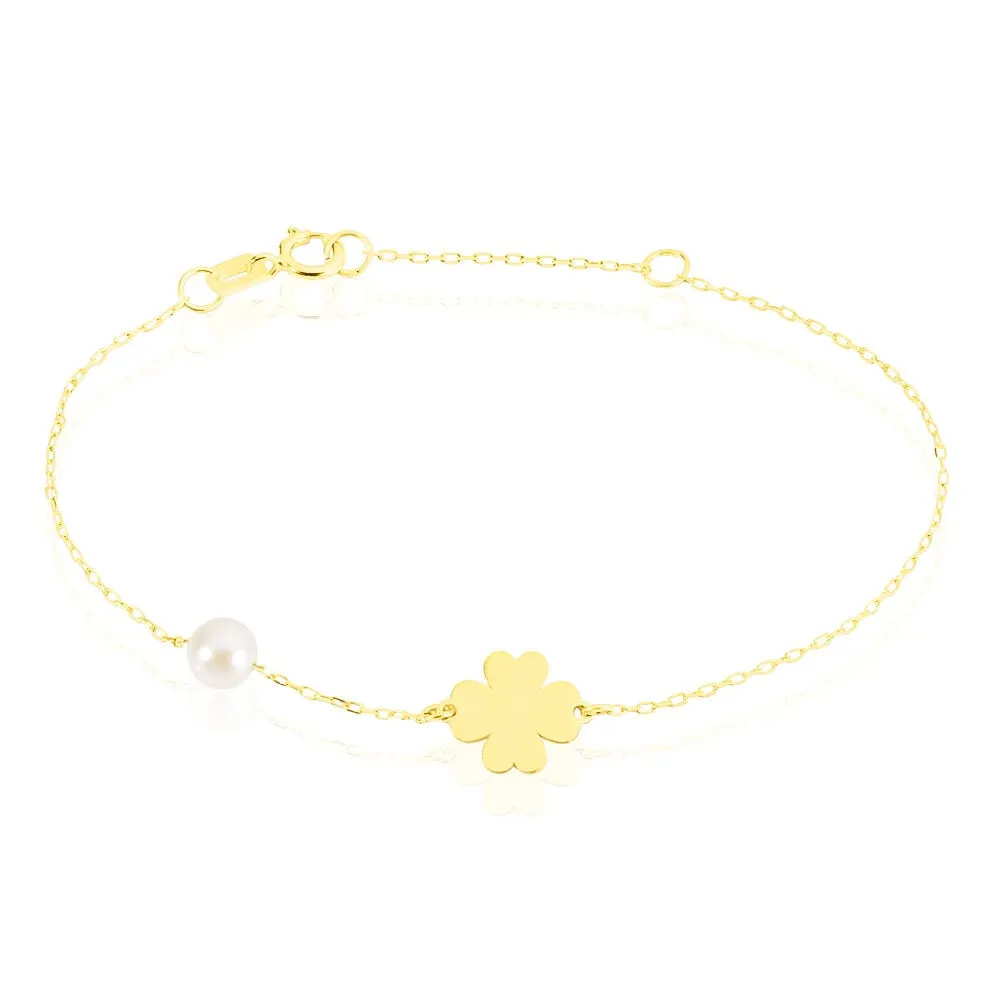 Bracciale Quadrifoglio Mon Petit Oro Giallo 375/1000 Perla D'Acqua Dolce Madreperla 1430717