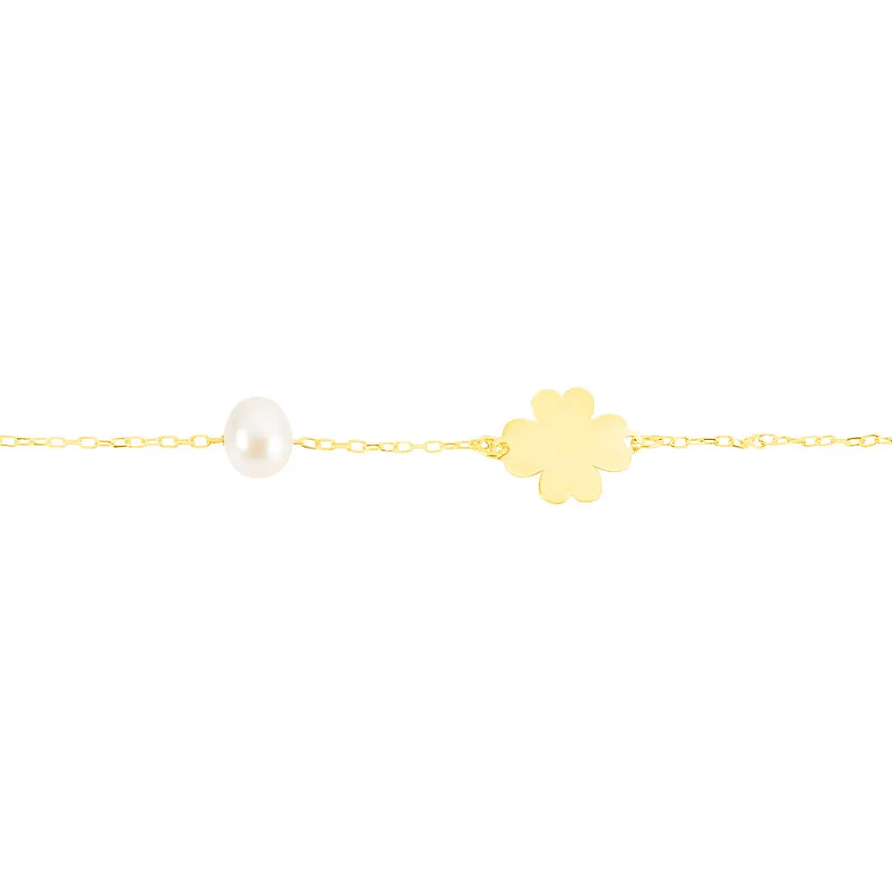 Bracciale Quadrifoglio Mon Petit Oro Giallo 375/1000 Perla D'Acqua Dolce Madreperla 1430717