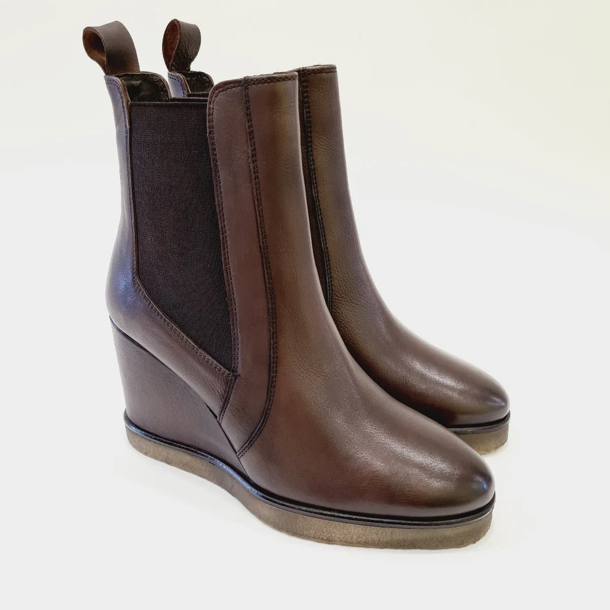 Cafè Noir stivaletto fondo gomma 10 cm pelle marrone rif.545