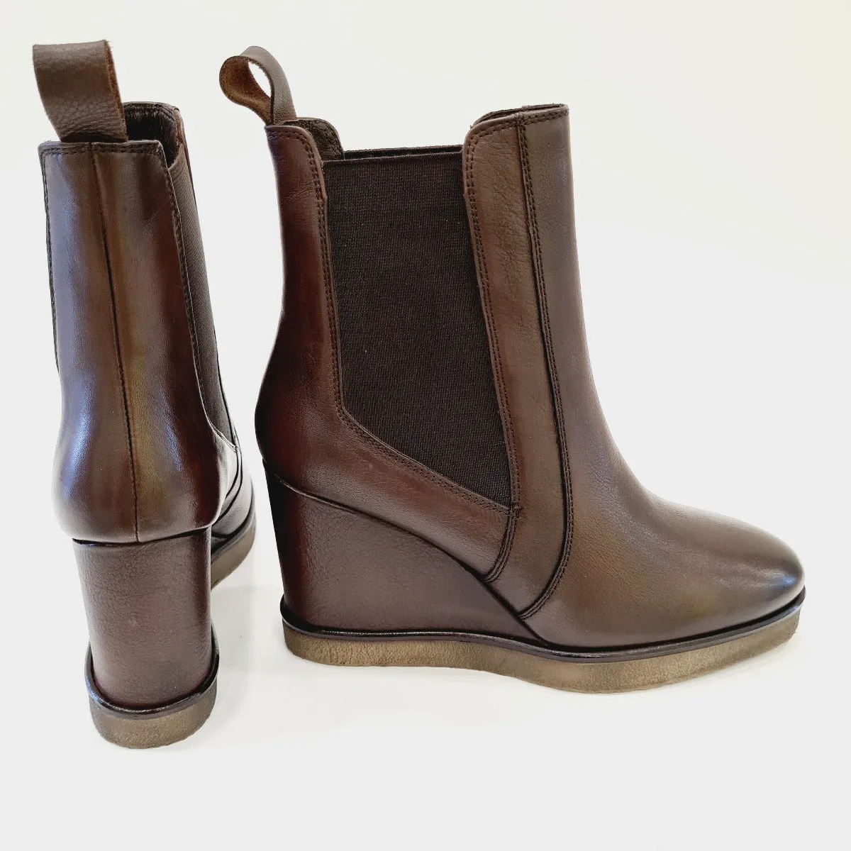 Cafè Noir stivaletto fondo gomma 10 cm pelle marrone rif.545