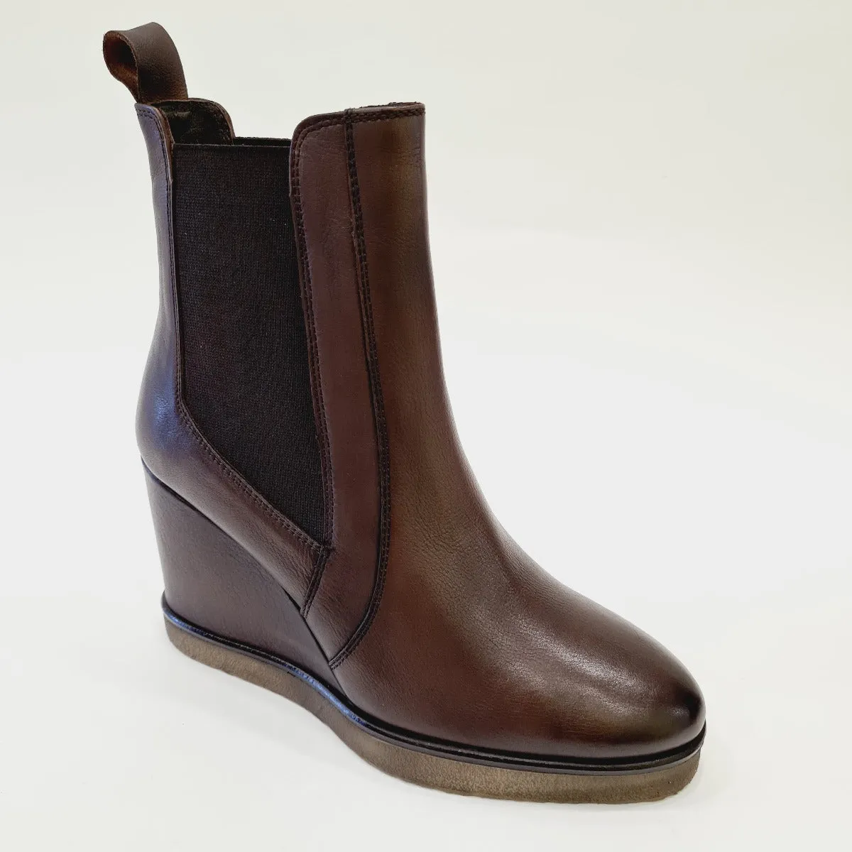 Cafè Noir stivaletto fondo gomma 10 cm pelle marrone rif.545