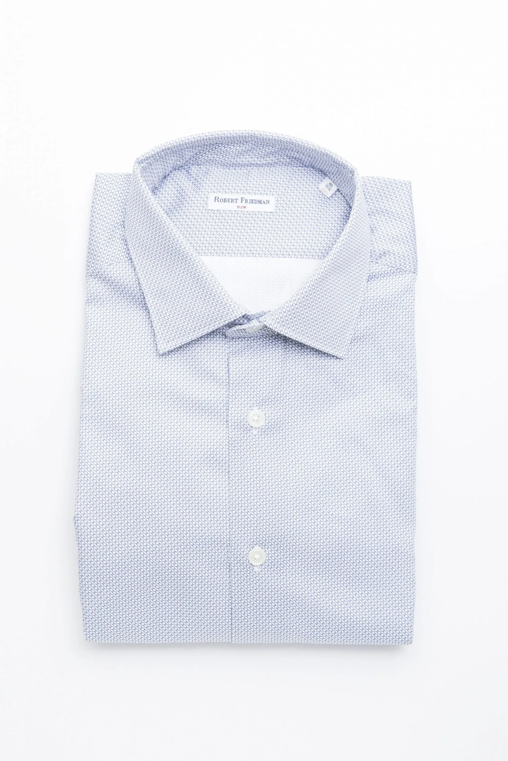 Camicia bianca fantasia azzurra | Robert Friedman