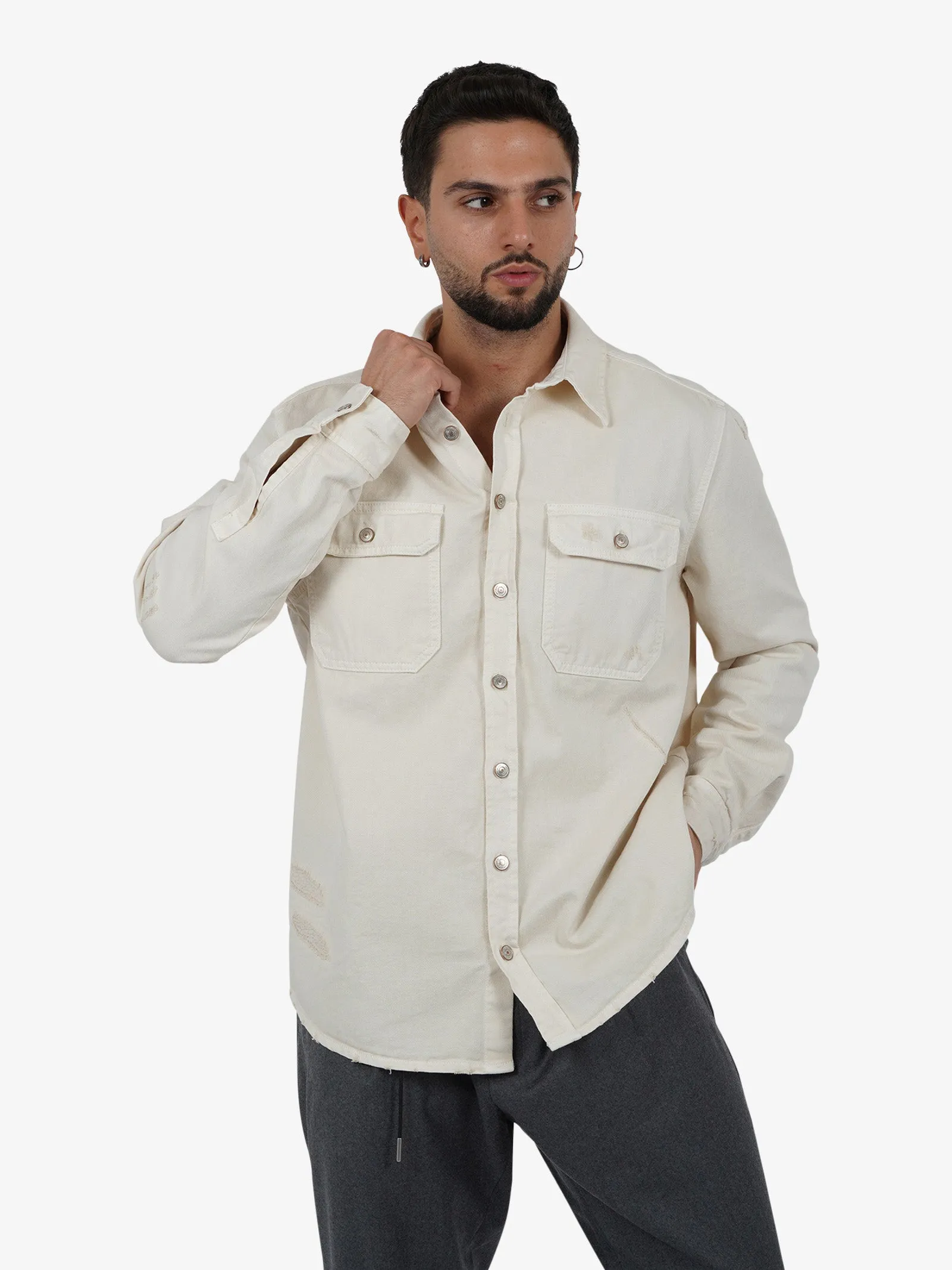 Camicia Bull XCM7170 uomo cotone panna