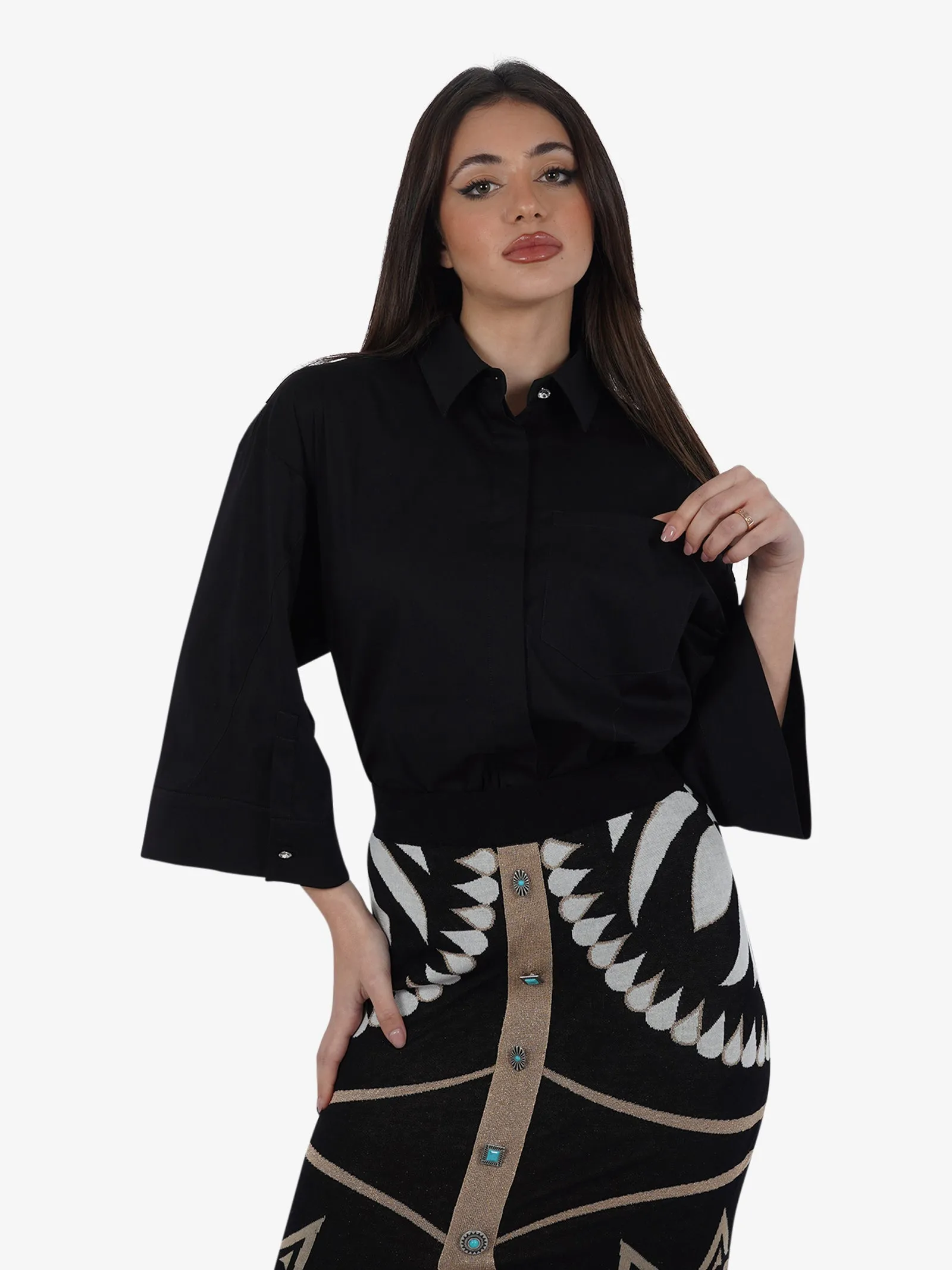 Camicia CA137 donna cotone nero