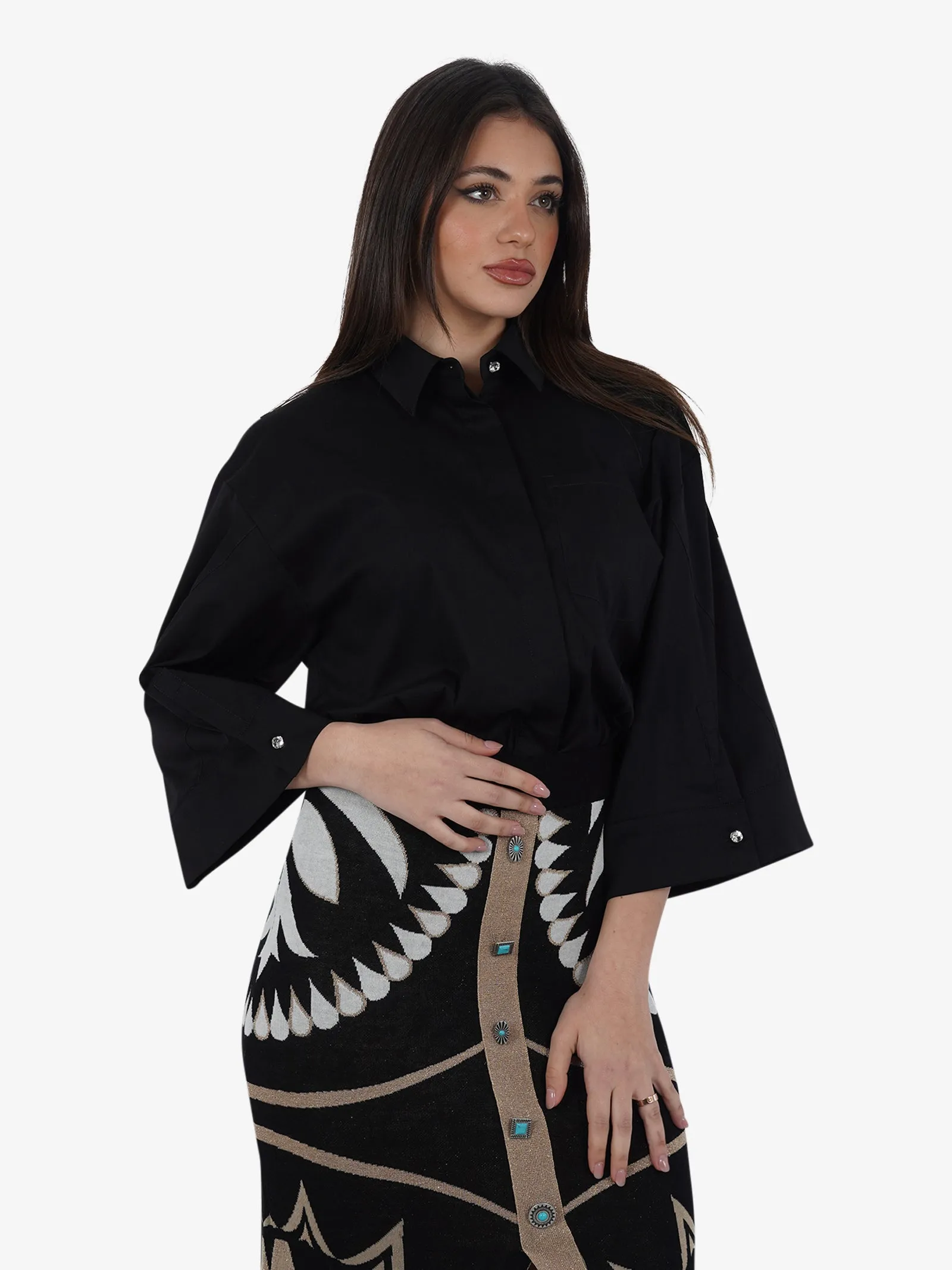 Camicia CA137 donna cotone nero