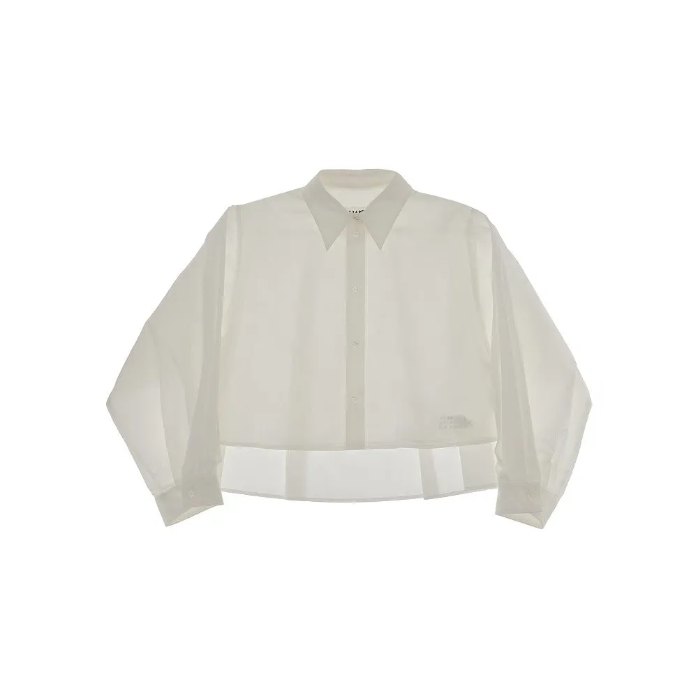 Camicia cropped in popeline di cotone