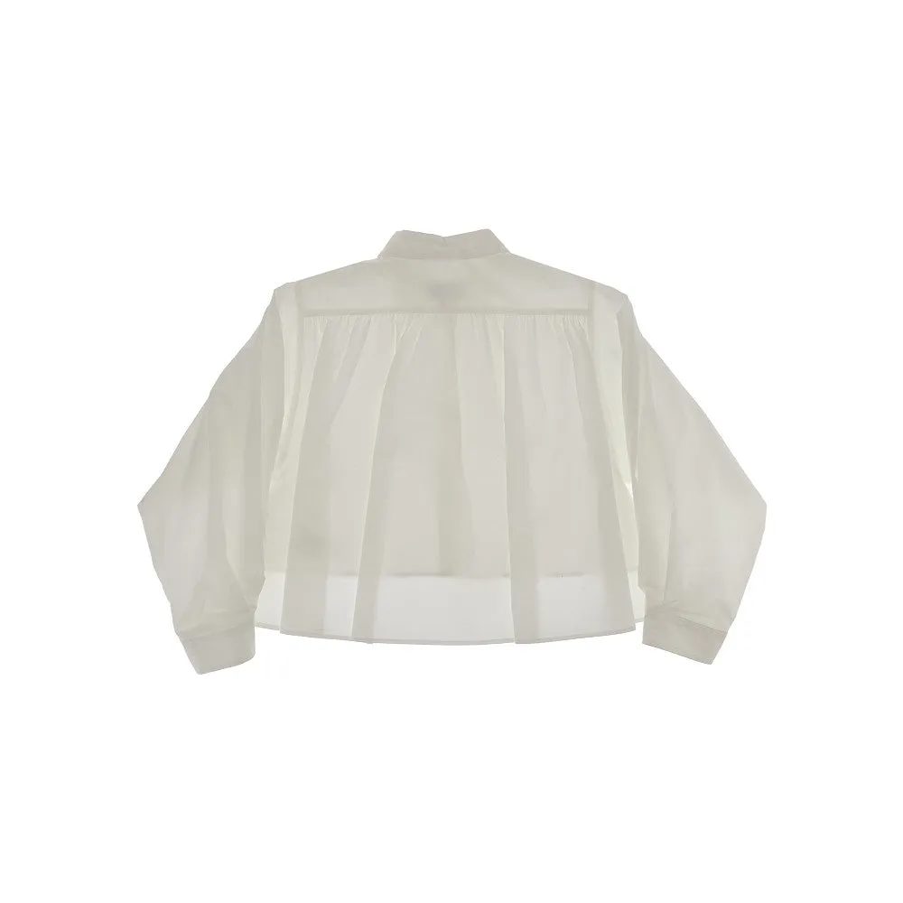 Camicia cropped in popeline di cotone