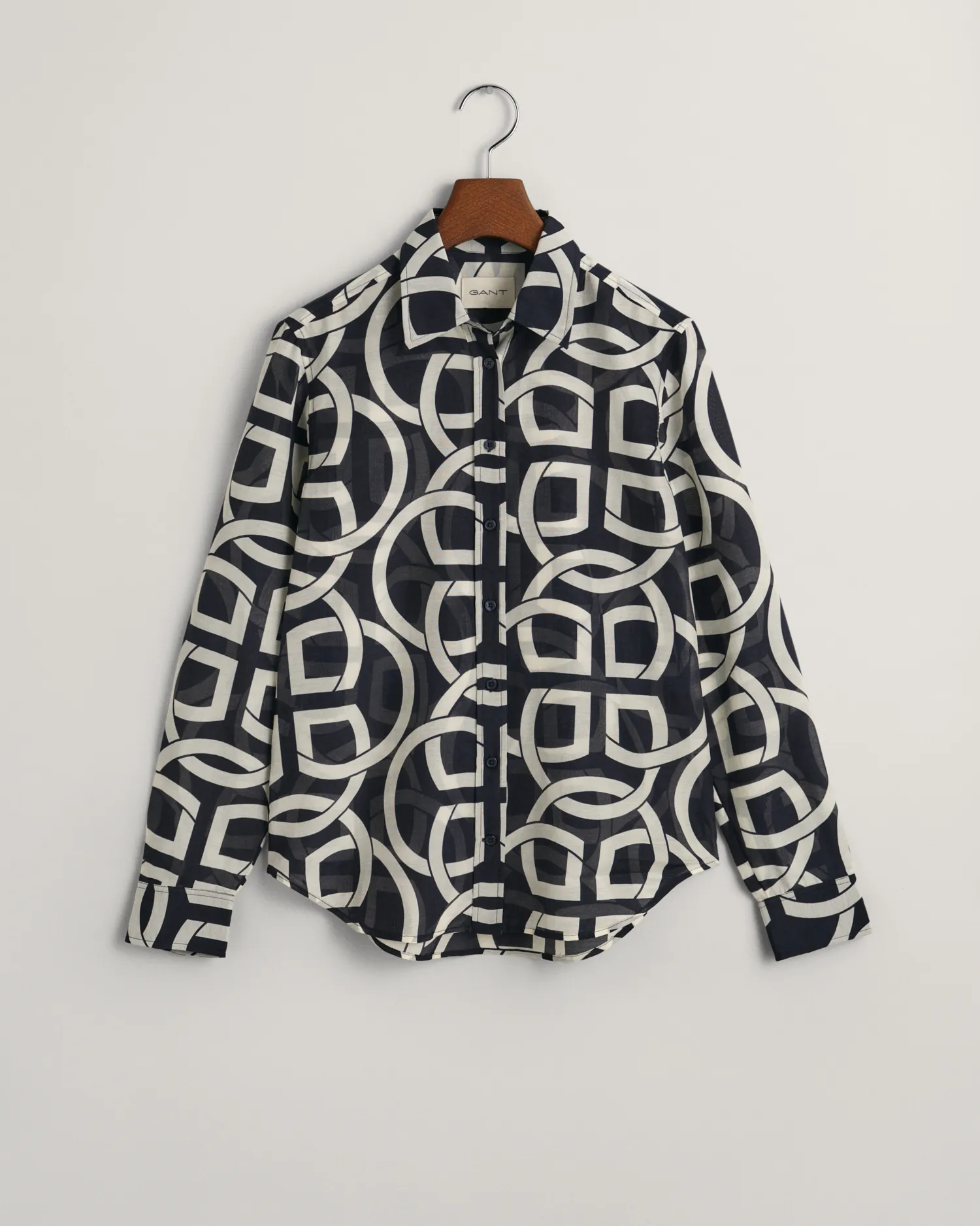 Camicia in misto cotone-seta con stampa Monogram regular fit    