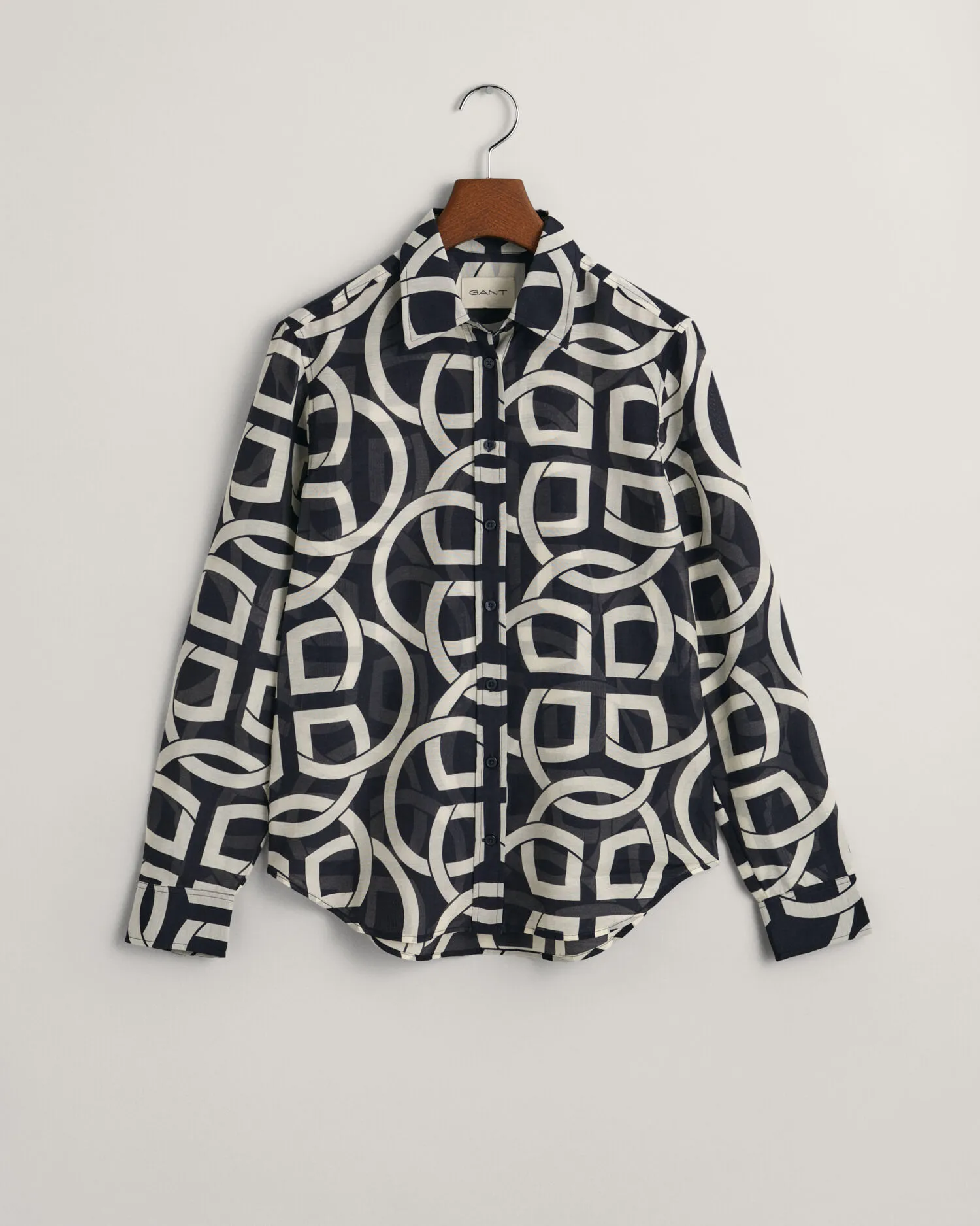 Camicia in misto cotone-seta con stampa Monogram regular fit    