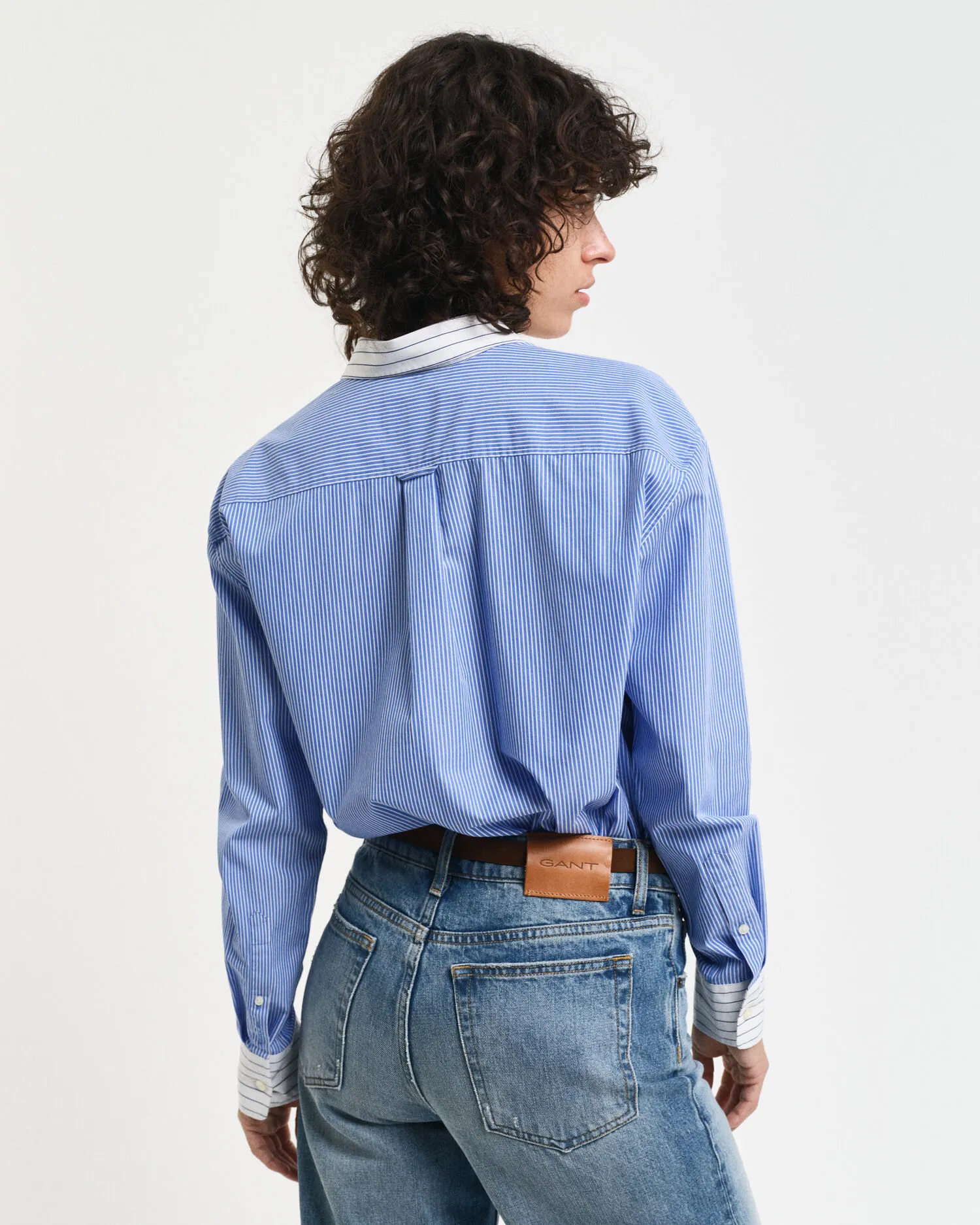 Camicia in popeline a righe colorate relaxed fit    