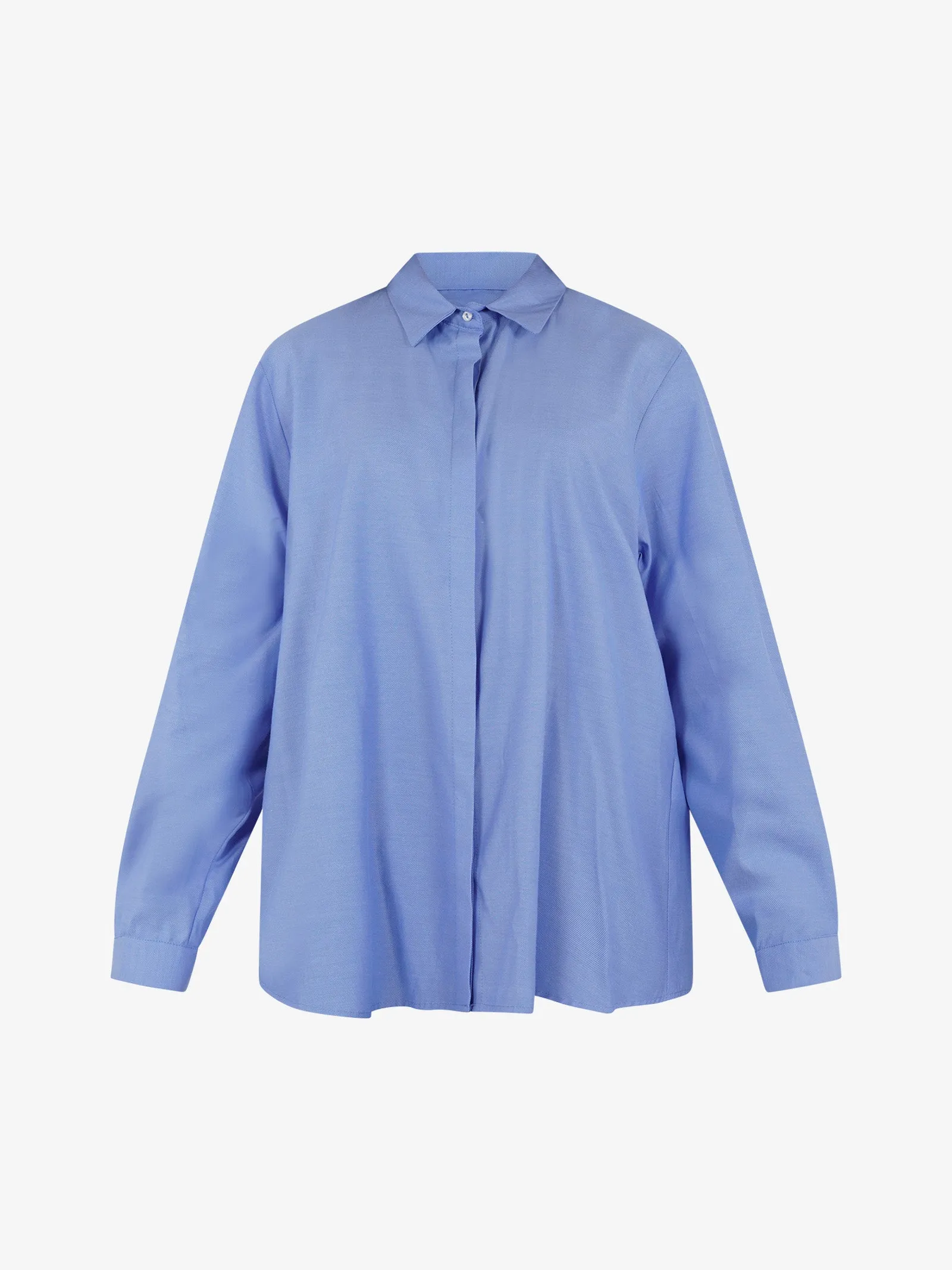 Camicia orlo asimmetrico donna cotone azzurro