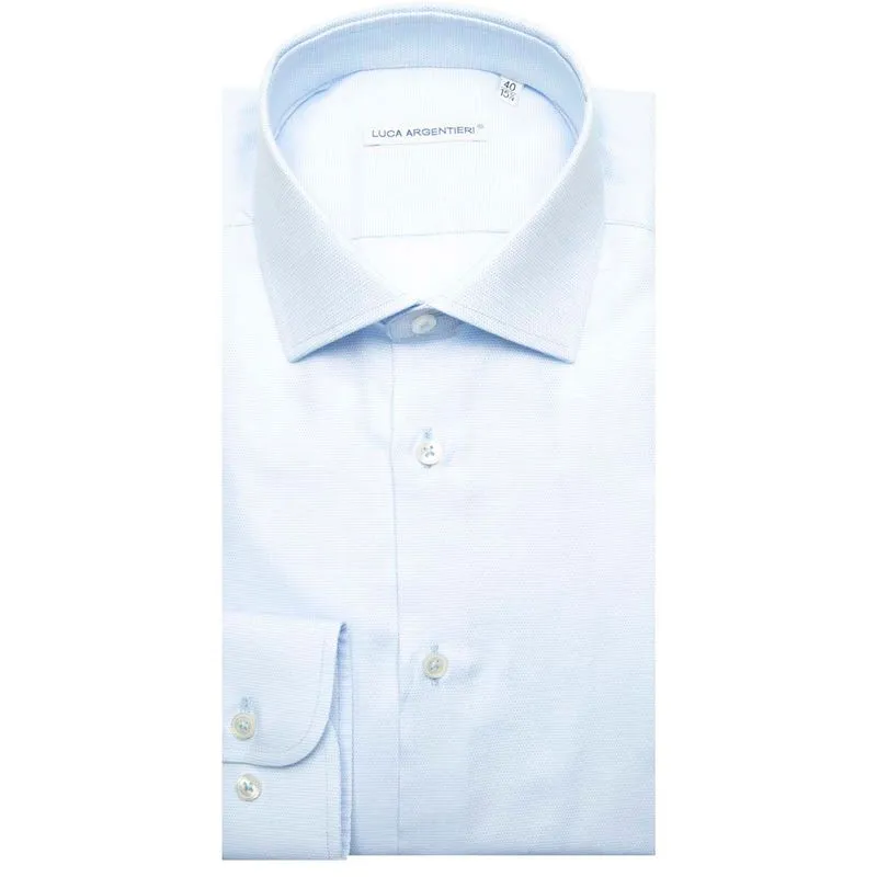 Camicia pin-point azzurra in cotone 