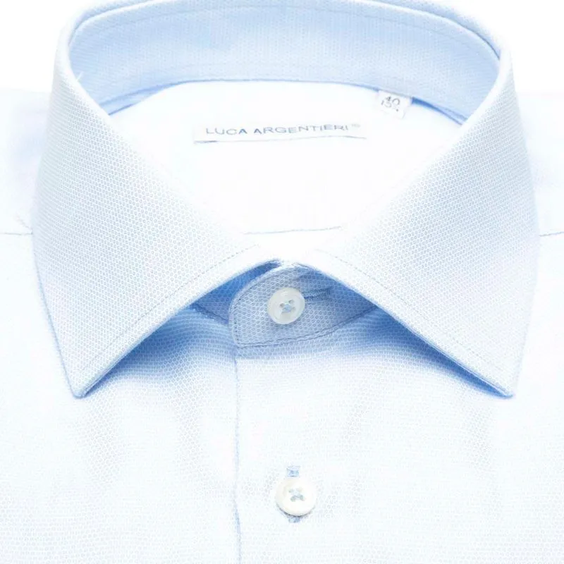 Camicia pin-point azzurra in cotone 