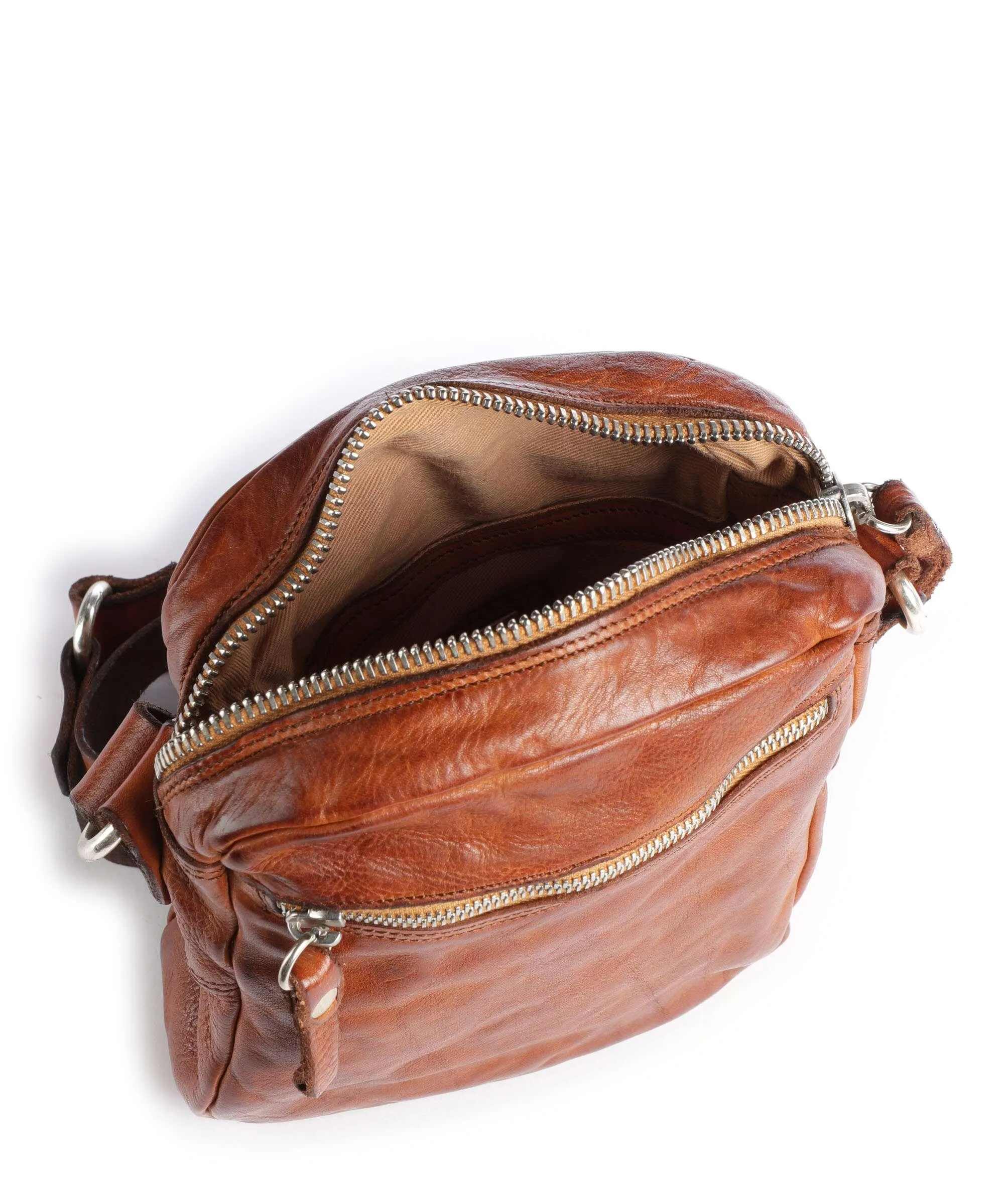  Campomaggi Borsa a tracolla pelle di vacchetta finemente grana cognac  