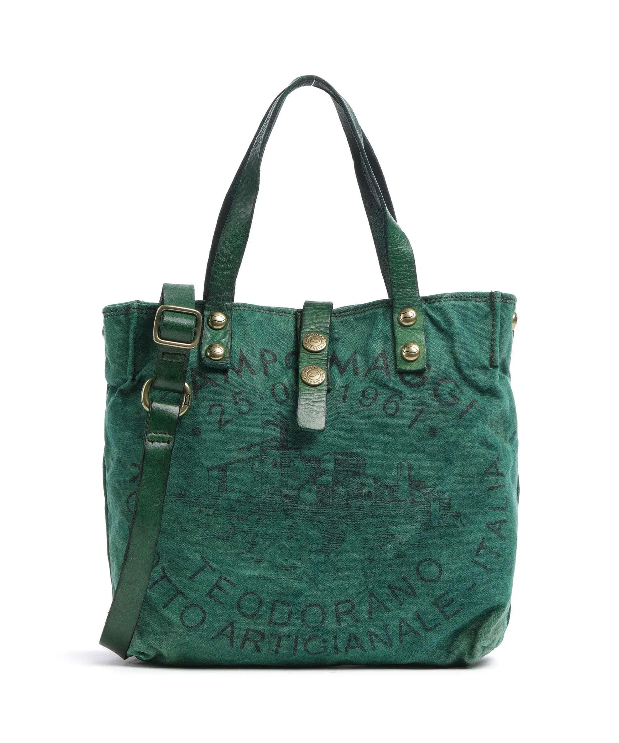  Campomaggi Borsa shopper tela verde  