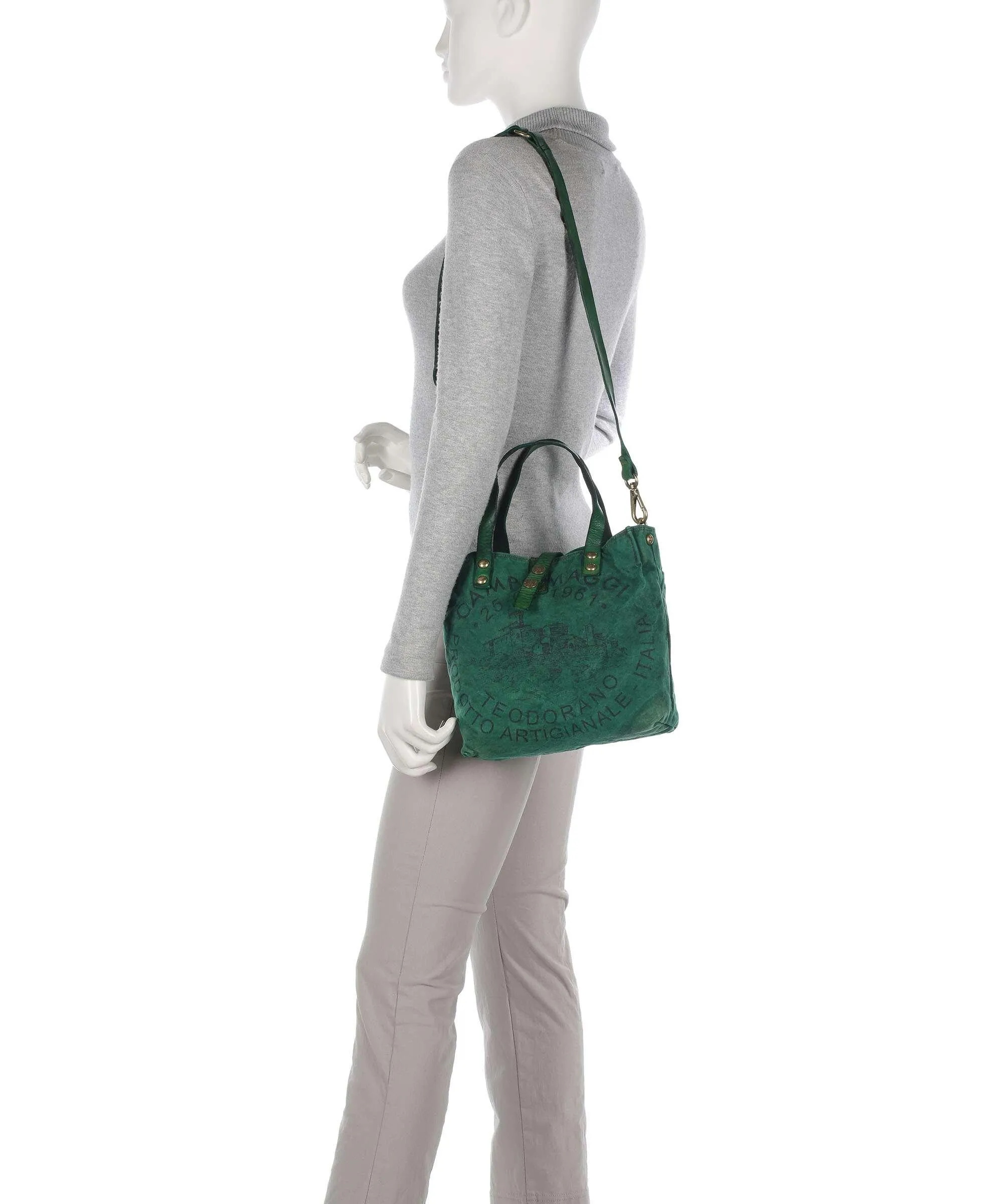  Campomaggi Borsa shopper tela verde  