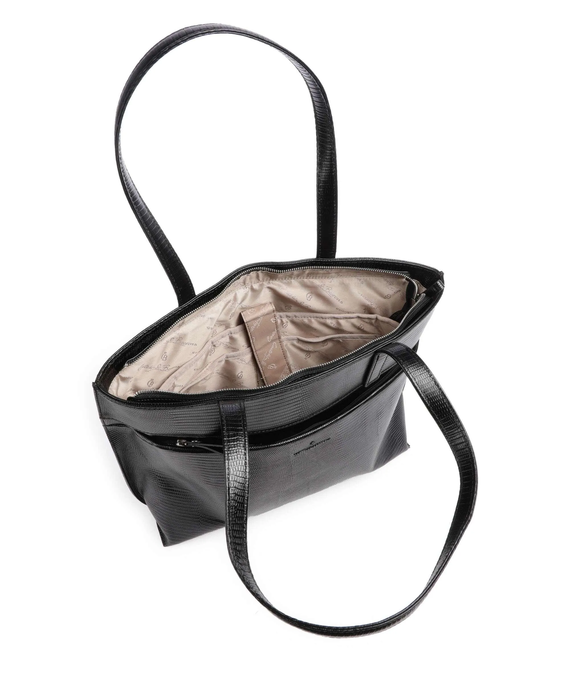  Castelijn & Beerens Donna RFID Borsa shopper 15″ pelle di vacchetta goffrata nero  