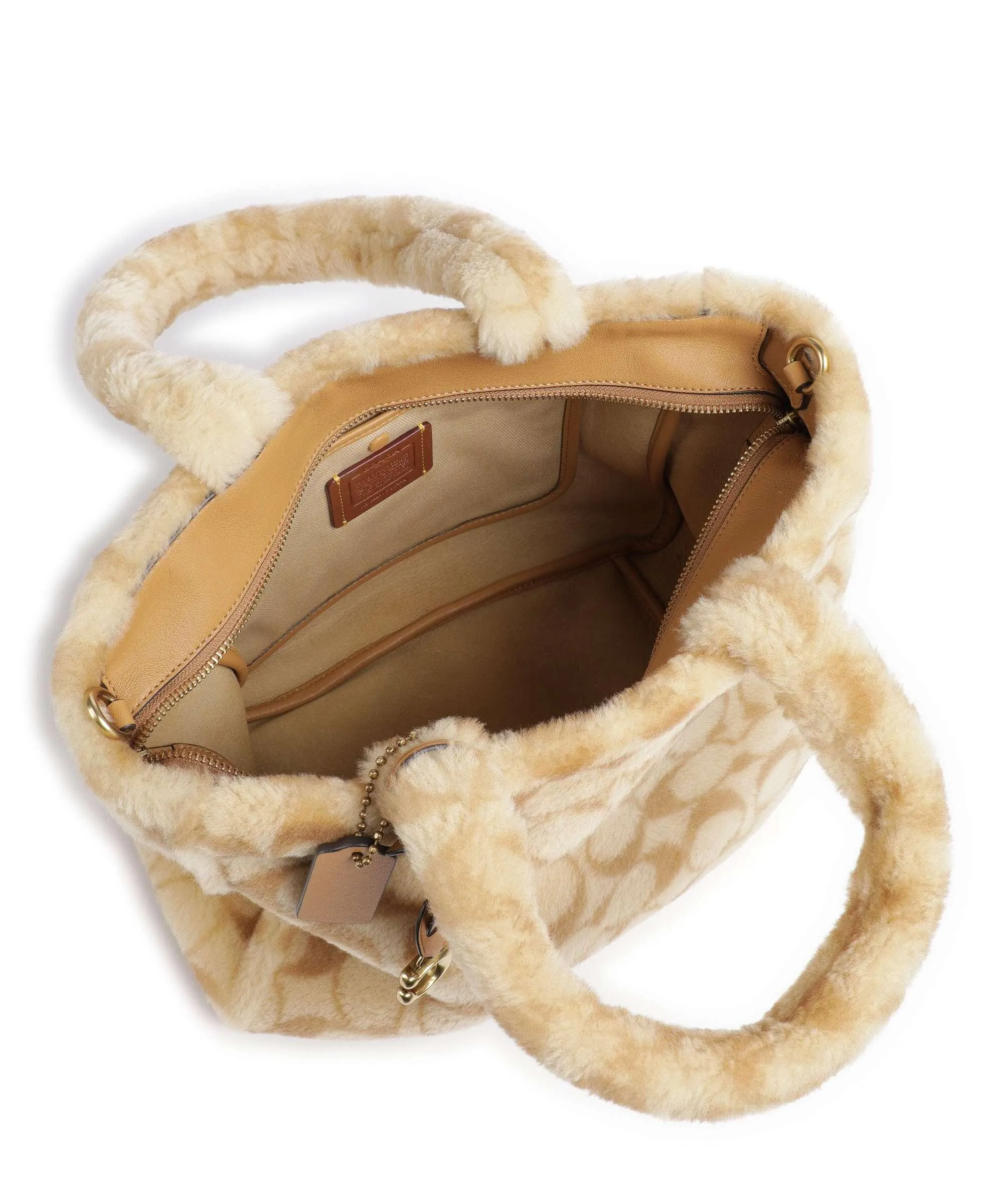  Coach Borsa shopper eco-pelliccia beige  