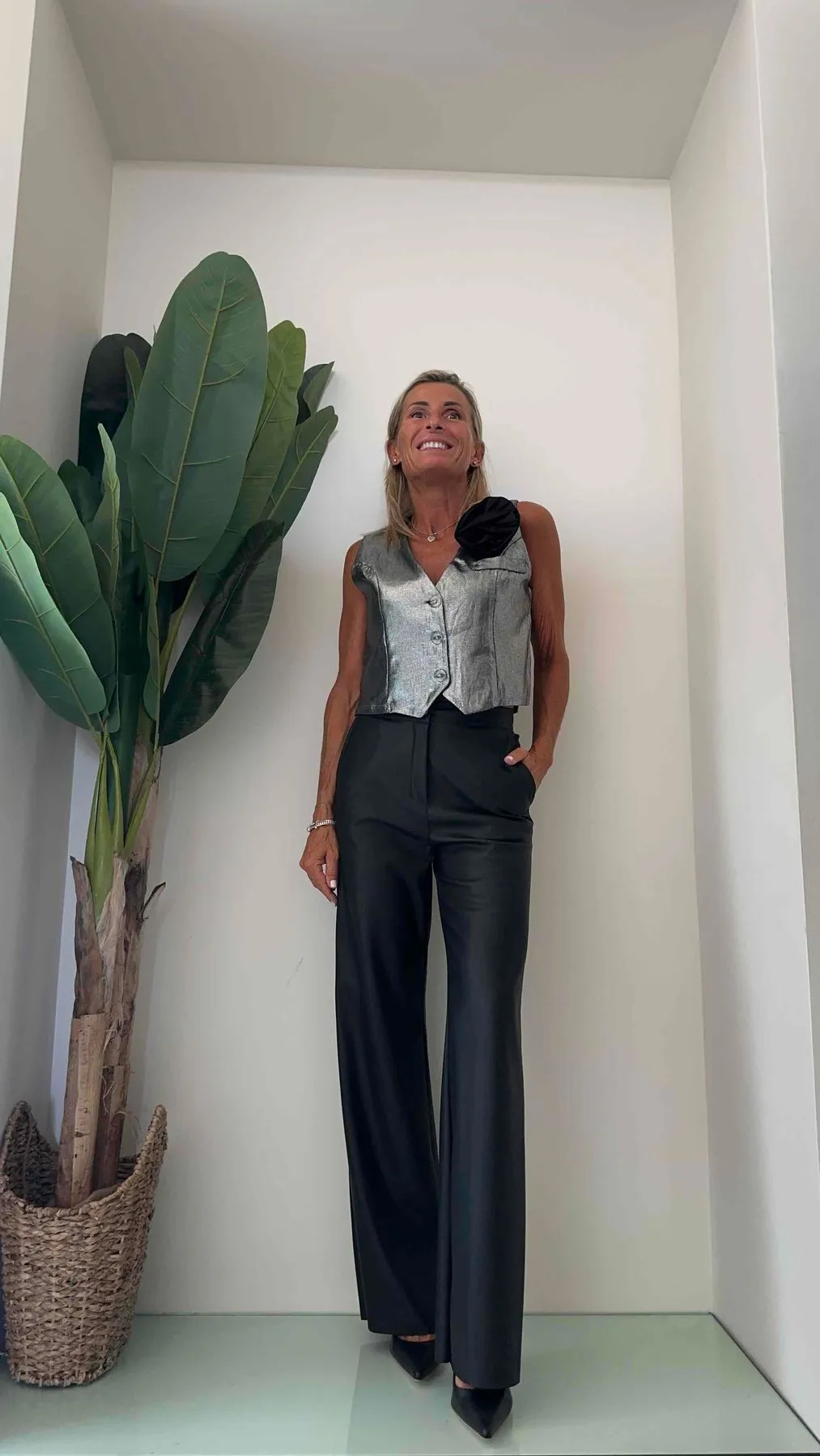 DAFNE - 54905P32 - PANTALONE PALAZZO SIMIL PELLE