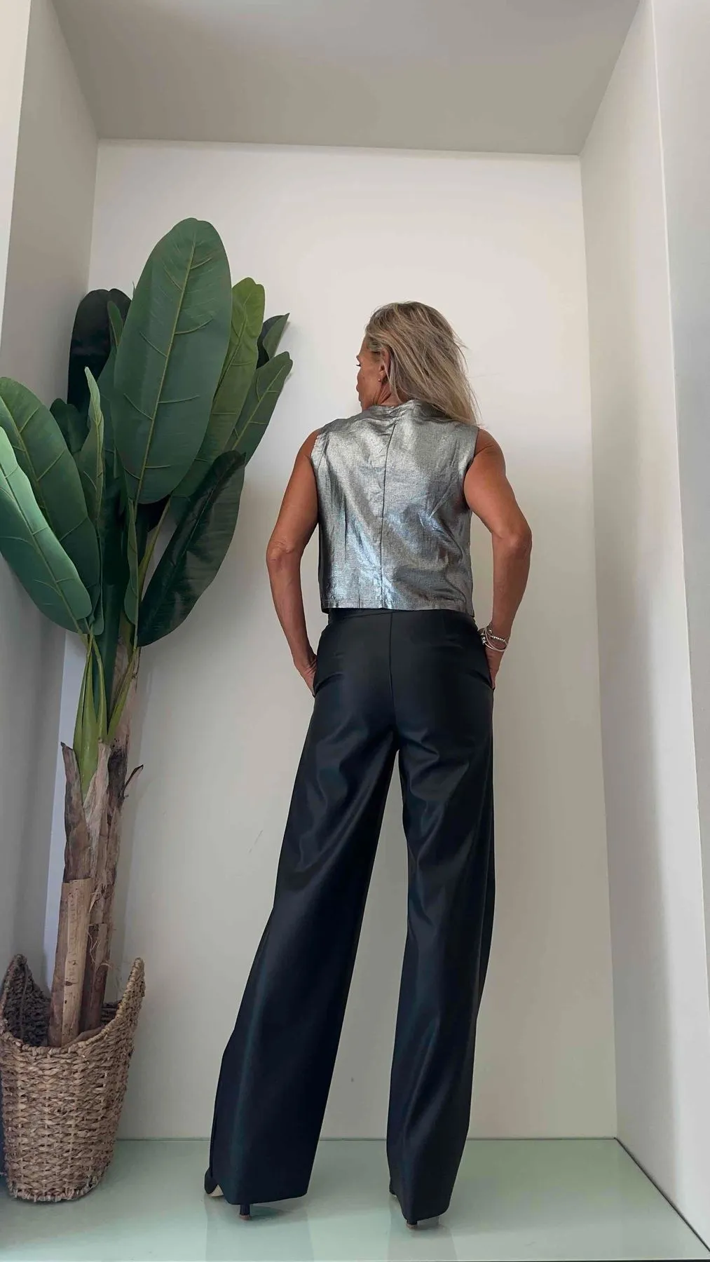 DAFNE - 54905P32 - PANTALONE PALAZZO SIMIL PELLE