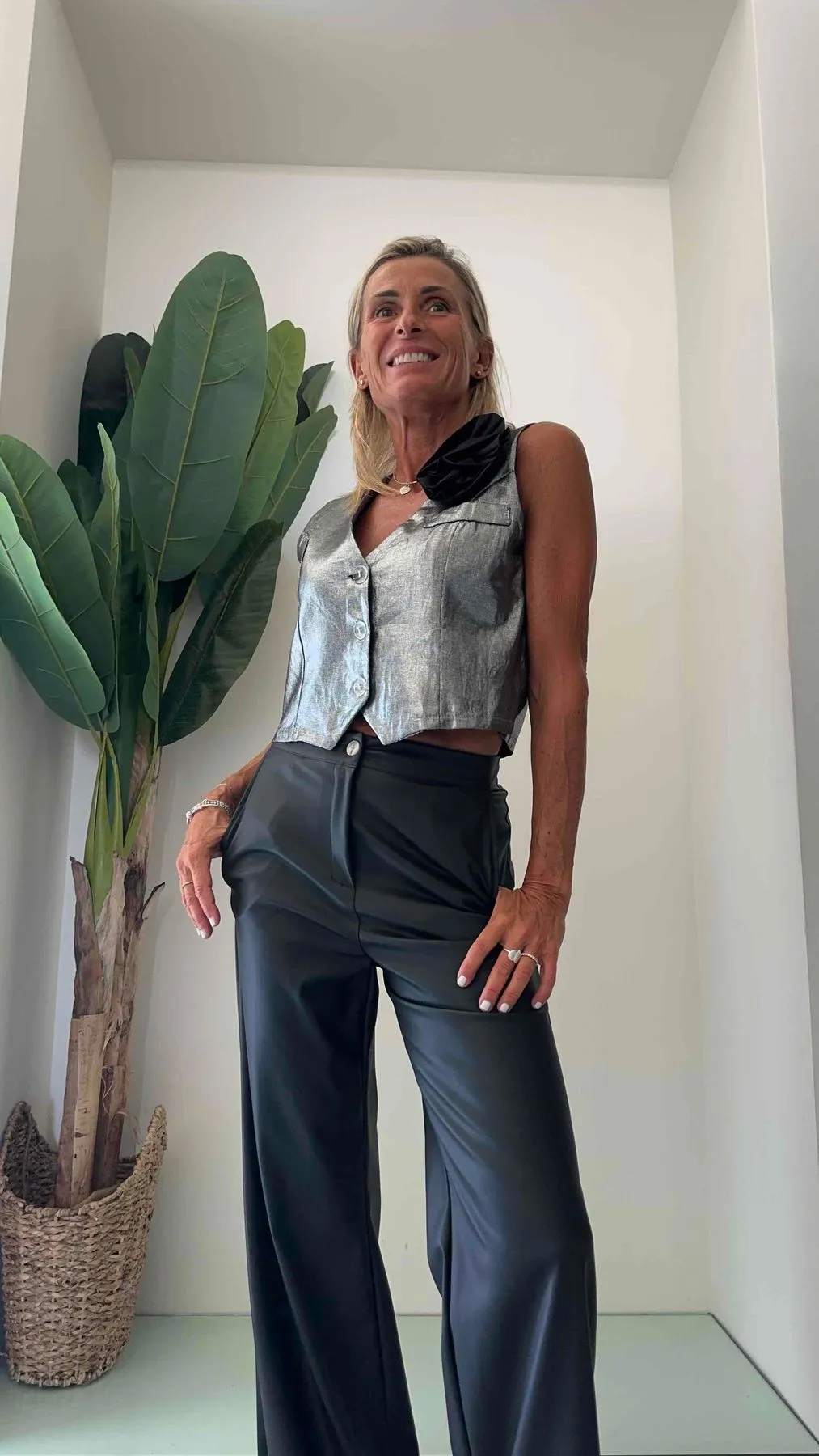 DAFNE - 54905P32 - PANTALONE PALAZZO SIMIL PELLE
