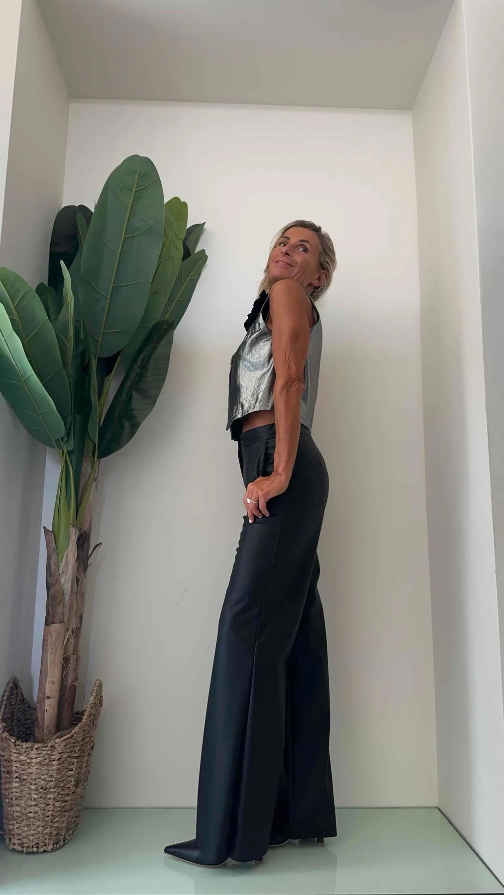 DAFNE - 54905P32 - PANTALONE PALAZZO SIMIL PELLE