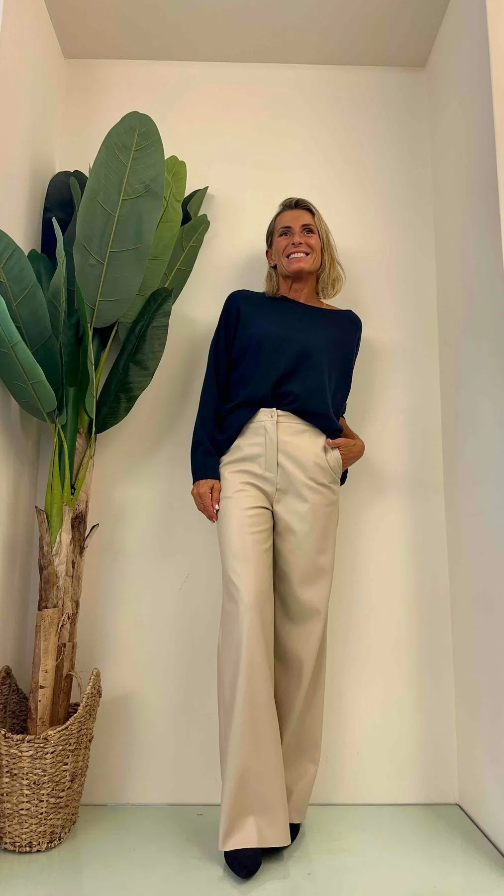 DAFNE - 54905P32 - PANTALONE PALAZZO SIMIL PELLE