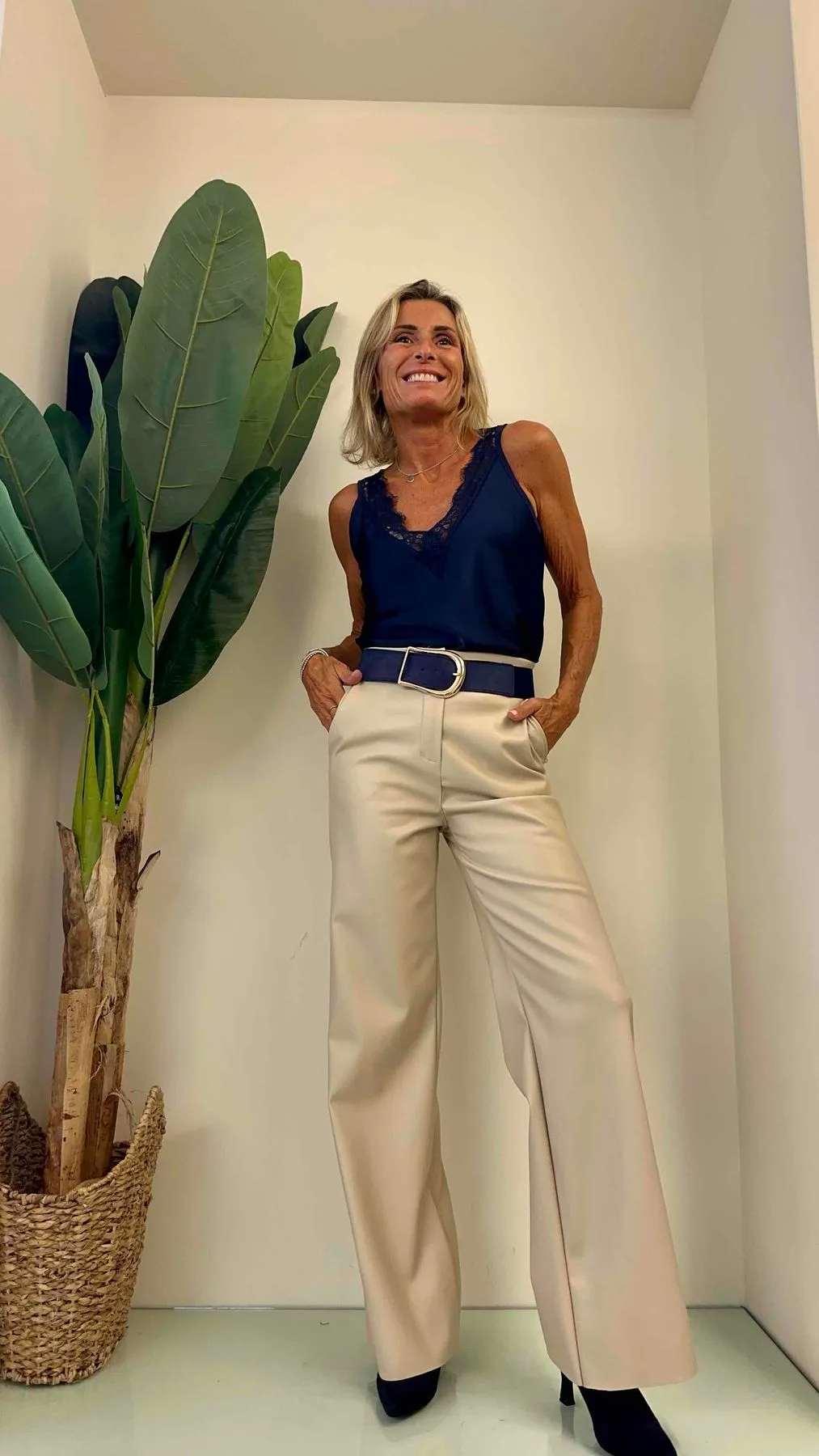 DAFNE - 54905P32 - PANTALONE PALAZZO SIMIL PELLE