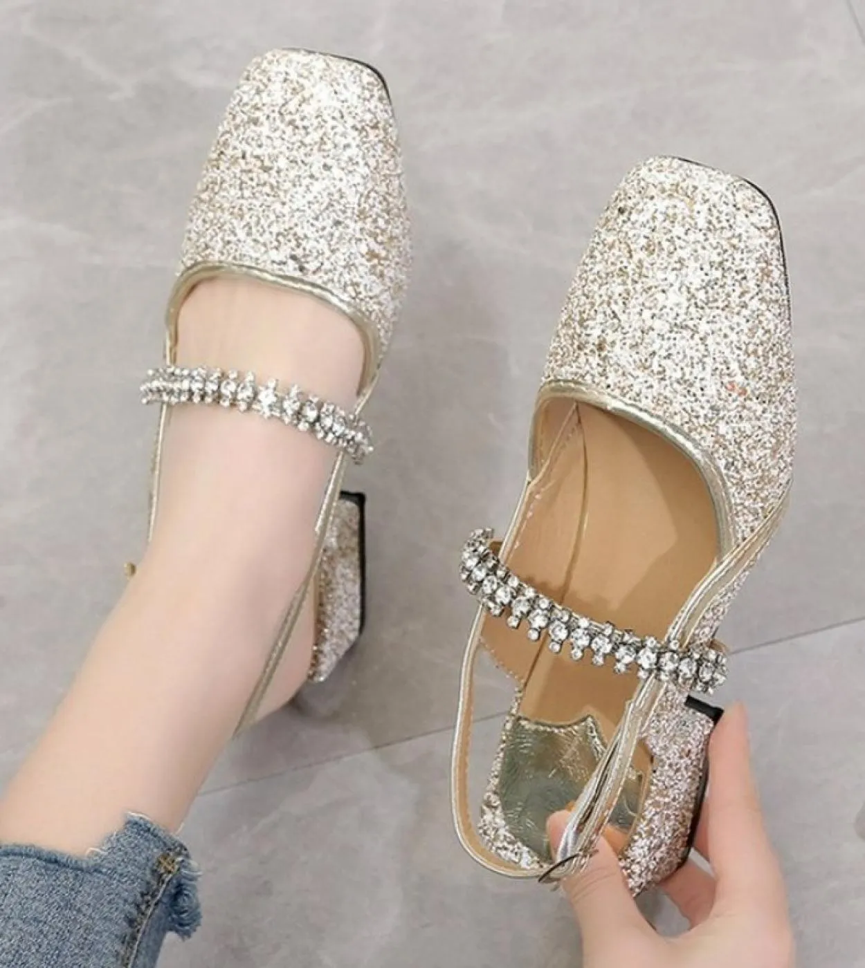 Donna Primavera Tacchi Alti Slingbacks Donna Punta Rotonda Scarpe da Donna Solide Office Lady Eleganti Sandali Décolleté