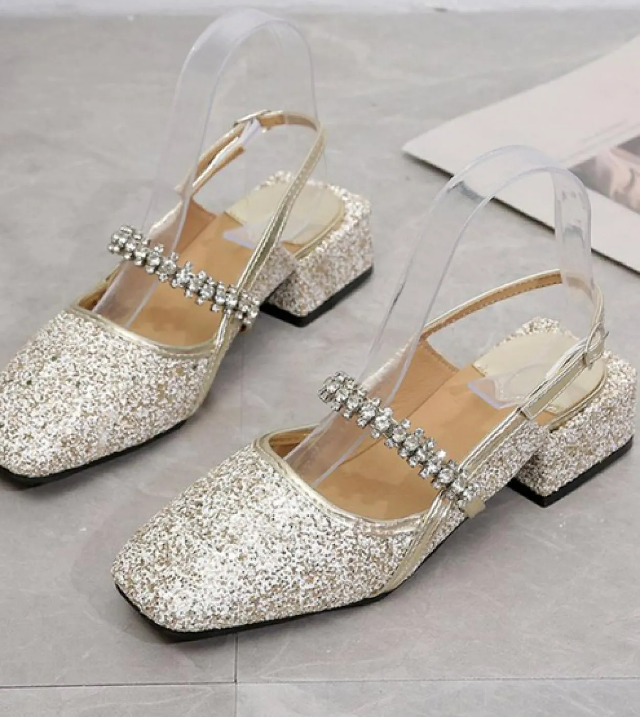 Donna Primavera Tacchi Alti Slingbacks Donna Punta Rotonda Scarpe da Donna Solide Office Lady Eleganti Sandali Décolleté