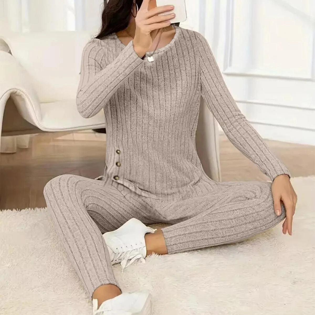 Due pezzi di pantaloni casual da donna lavorati a maglia set di gilet per abbigliamento donna 2024 pantaloni a gamba larga prima