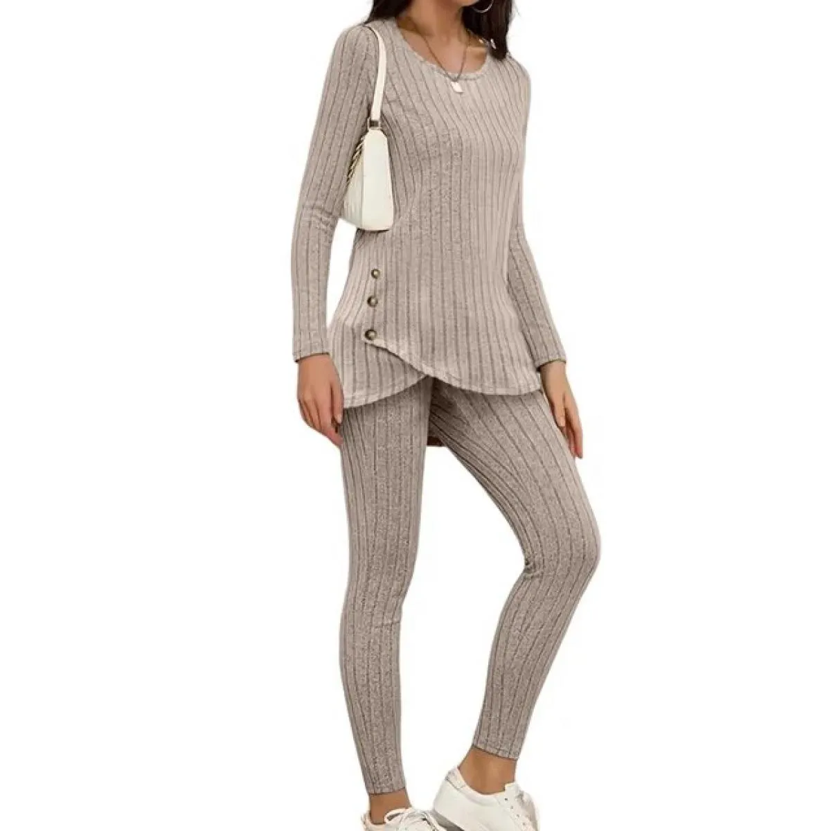 Due pezzi di pantaloni casual da donna lavorati a maglia set di gilet per abbigliamento donna 2024 pantaloni a gamba larga prima