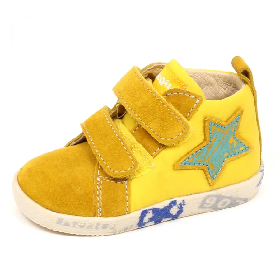 E3228 sneaker bimbo giallo FALCOTTO scarpe scamosciato/tessuto shoe kid baby boy