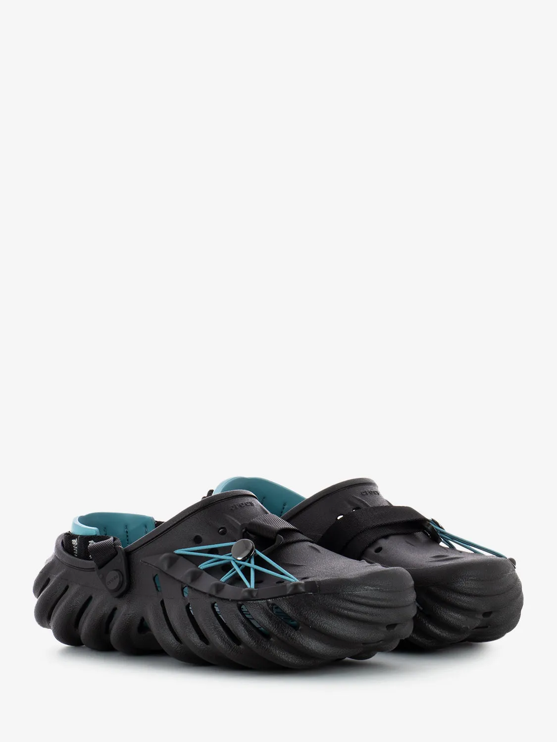 Echo reflective laces clog black